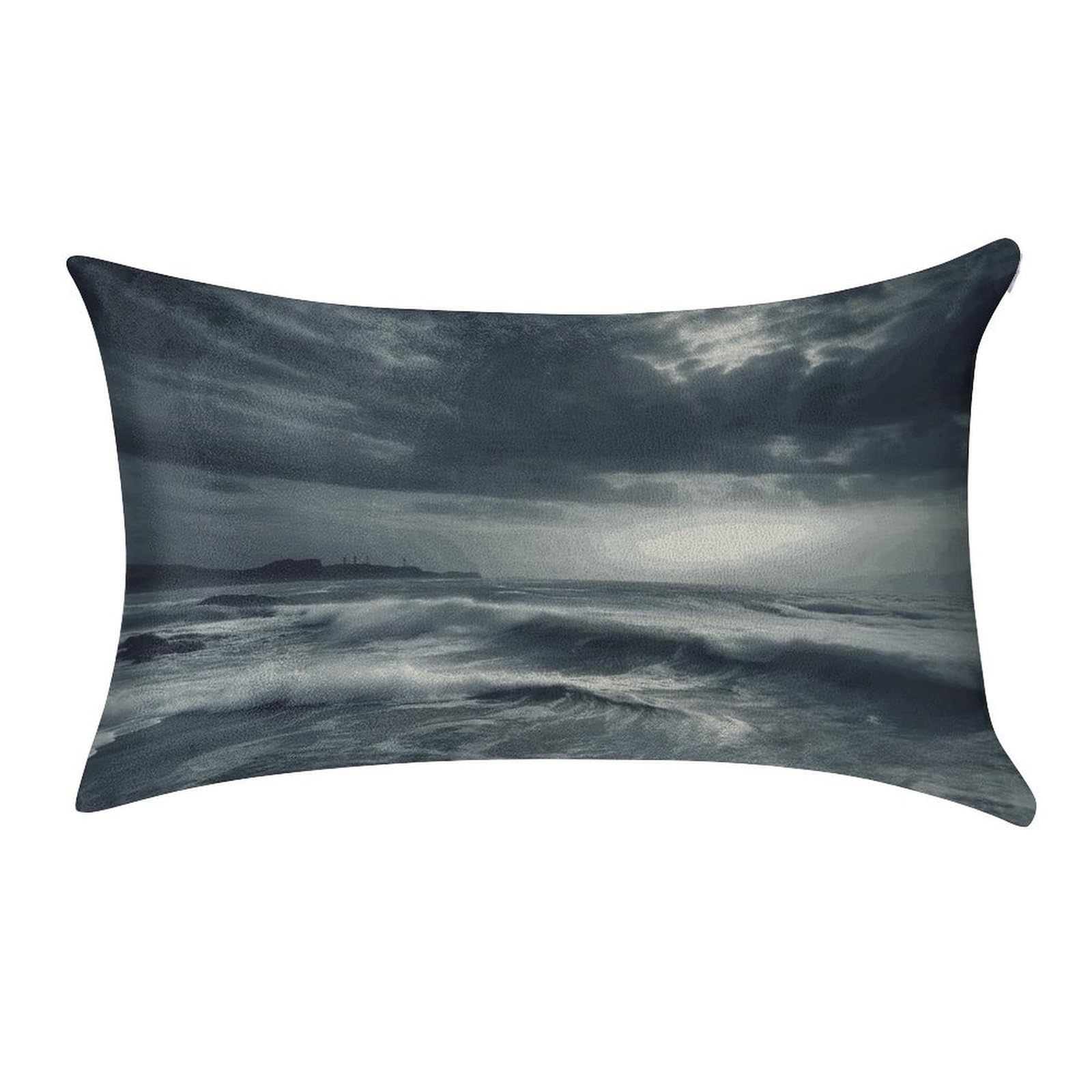 LDGSUPH Stormy Sea Velvet Throw Pillow Covers Cozy Pillow Shams Pillowcases Detachable Pillow Cases Soft Cushion Cover with Zipper for Sofa Car Bed Pillow Protectors 12 "×20 "