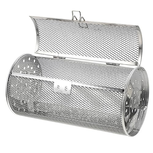 ibasenice Metal Rotating Grill Basket Bbq Rotisserie for Chicken Cage Grill Basket Barbecue Cage Holder