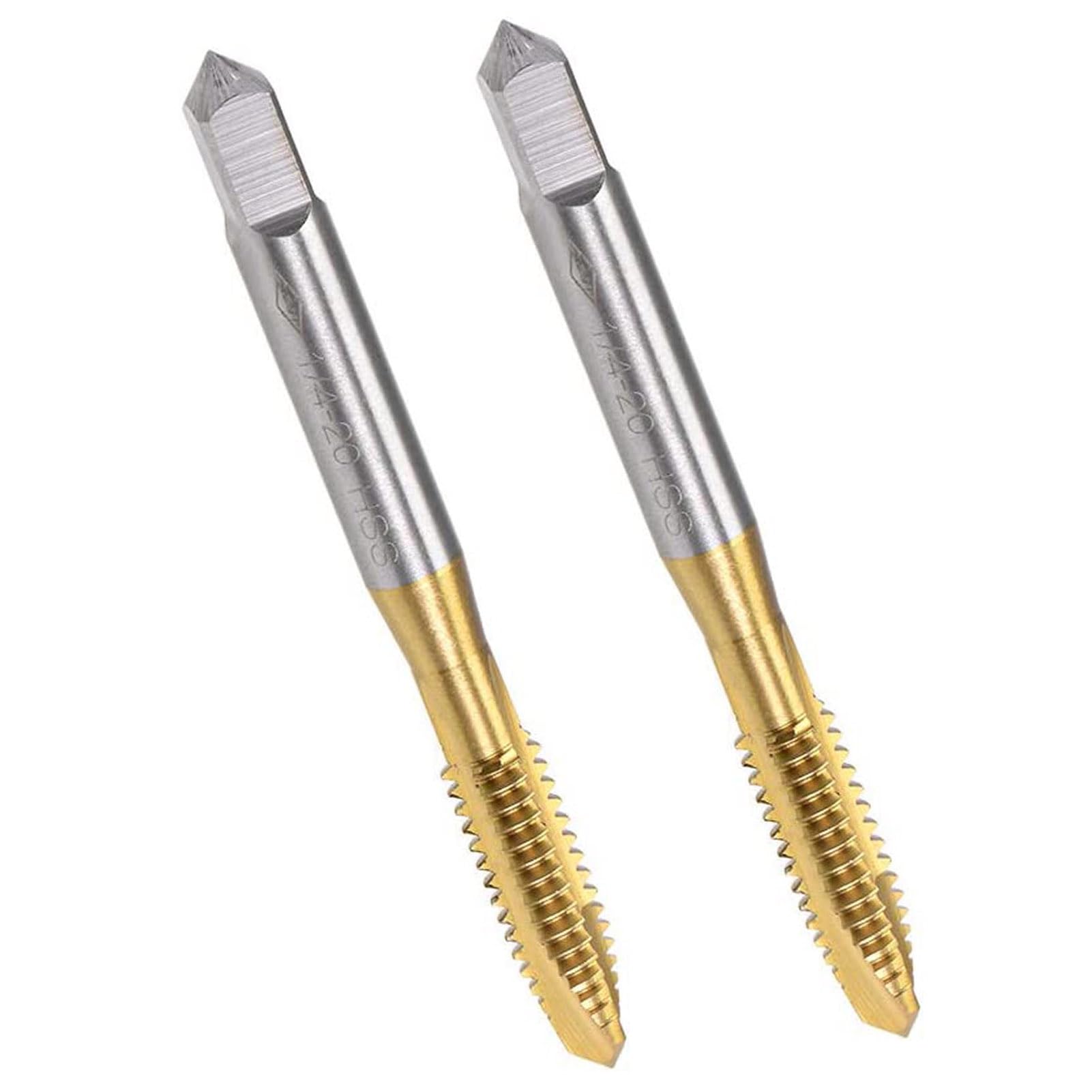 MACHSWON Spiral Point Plug Threading Tap for Through-Hole Threads H2 3 Flutes High Speed Steel Metric Screw Taps Spiral Point Tap UNC 1/4-20 2PCS