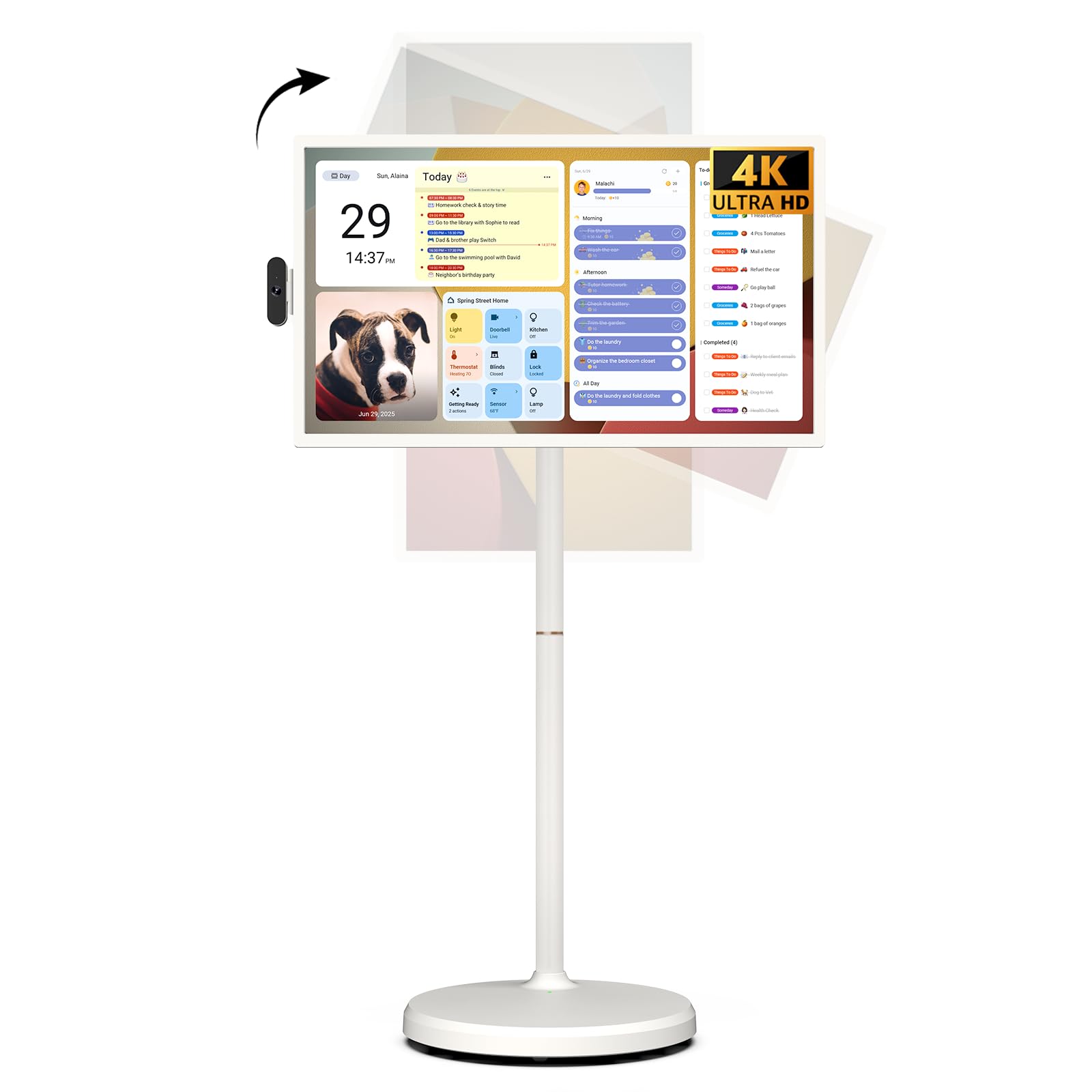 ApoloSign 32'' UHD 4K Smart Portable TV 2nd Gen, 16(8+8) GB RAM+256GB, Android 15, EDLA-Certified, Portable Touch Screen Monitor, Built-in 15000mAh Battery, Full Swivel Rotation, Voice Remote Control