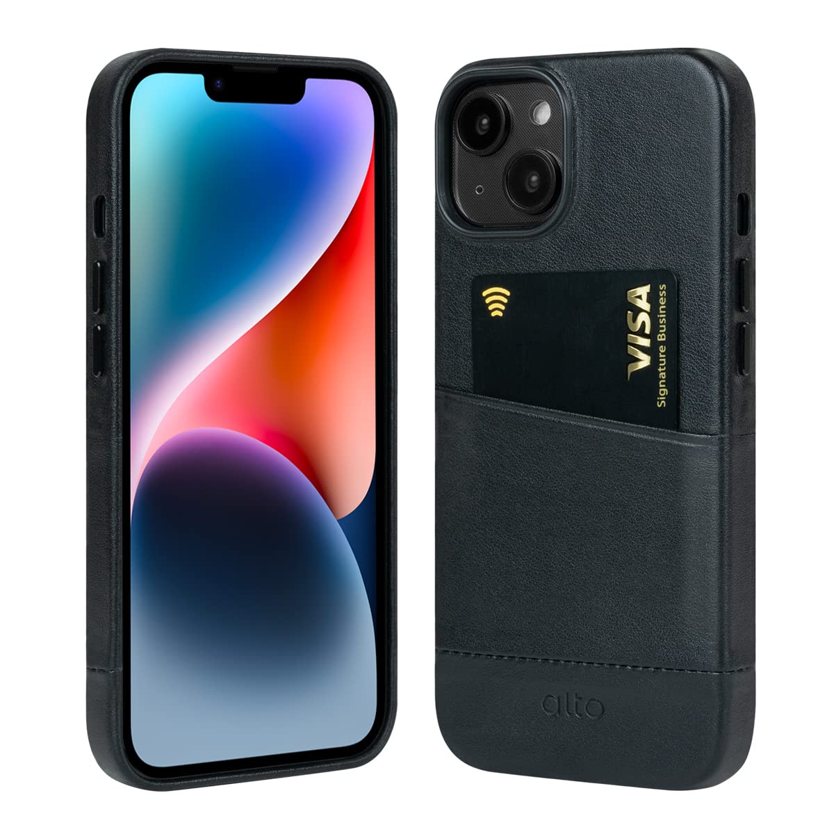 alto Metro Series Leather Card Case for iPhone 16e and iPhone 14 and iPhone 13 - Handmade Italian Wallet with Slot & Drop Protection (iPhone 16e and