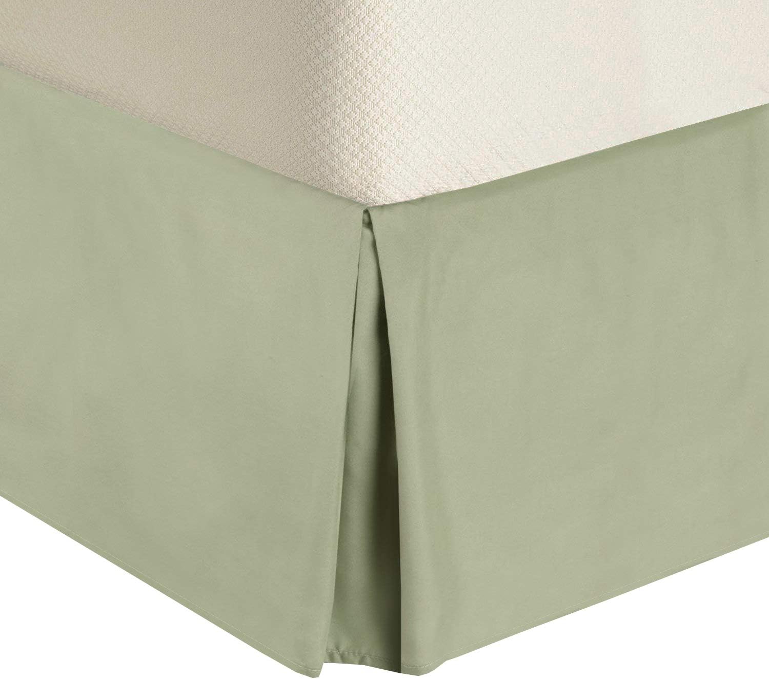 Royal Tradition Solid 300 Thread Count, 100-Percent Cotton Queen Pleated Tailored with 15-Inch Drop and Split Corners Bed Skirt, Blue