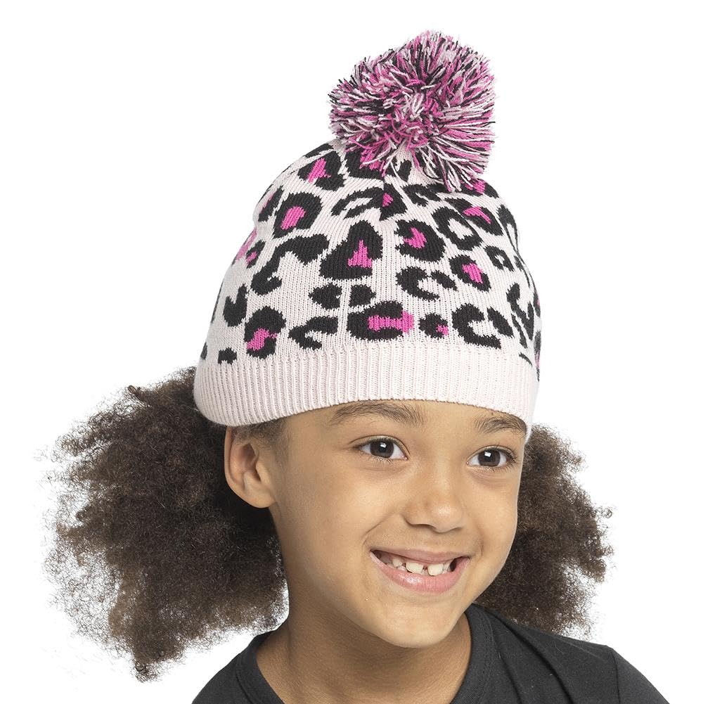 A2z 4 Kids Girls Leopard Jacquard Bobble Beanie Knitted Pom Pom Hat Soft - Hat Kh1070 Onesie