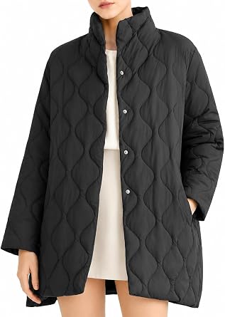 Orolay CHIIONE Womens Quilted Puffer Jacket Winter Coat Lightweight Warm Jackets Oversized Button Puffer Coat with Pockets