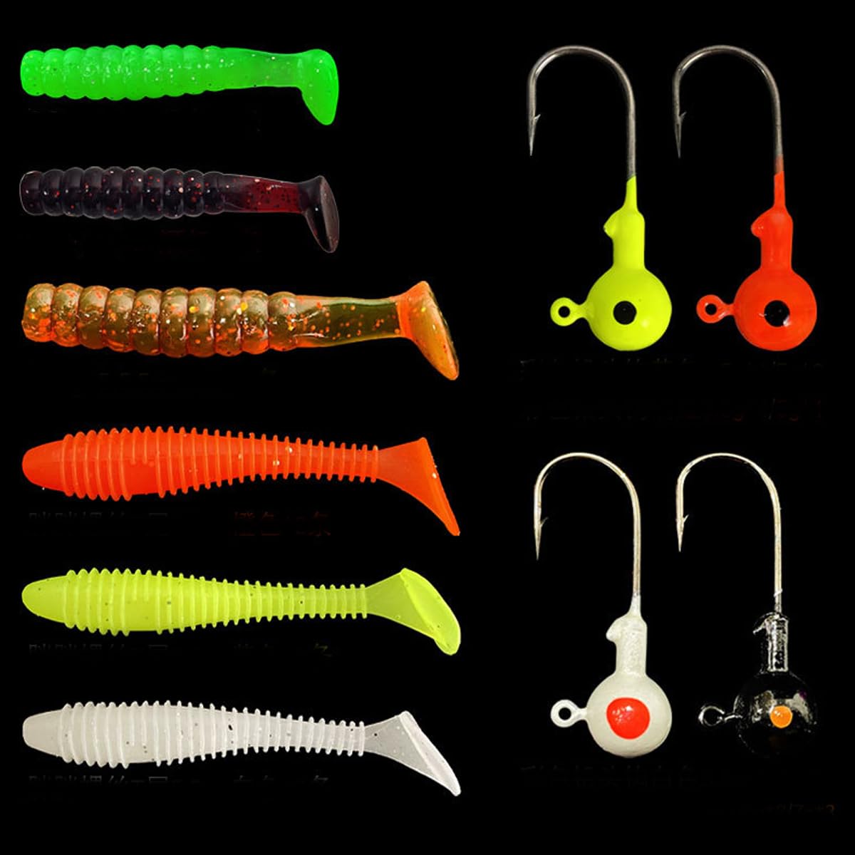 FOLANDO 34pcs Soft Plastic Lures Kit - Sea Fishing Jig Heads & Hooks for Bass Perch, Pike, Silver - Image 2