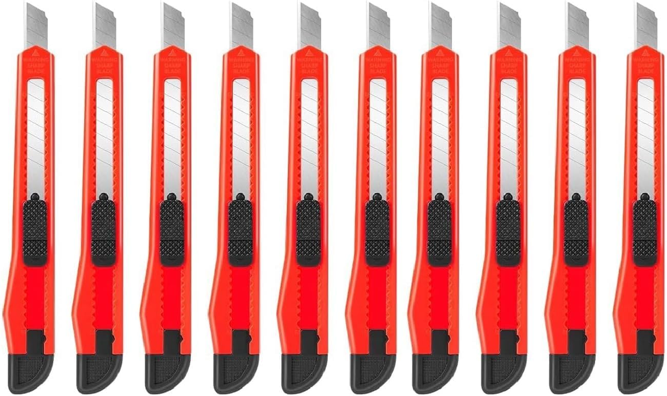 Kippen 1138K10 - Confezione da 10 pezzi di Cutter Autobloccante in Plastica con Lama a spezzare standard da 9 mm.