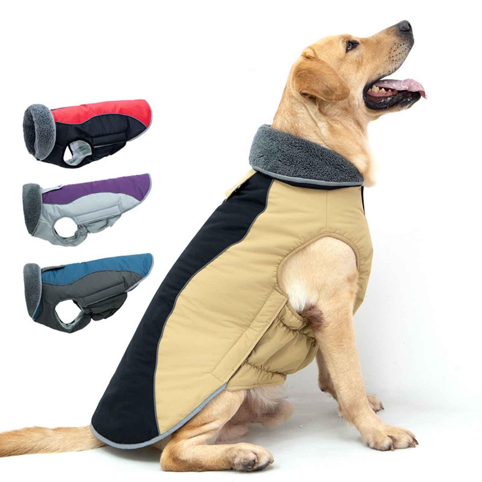 Hundemantel Wasserdicht, Warme Hundejacke, Hunde Wintermantel Mit Geschirr Offnung, Für Den Spätherbst Und Den Frühwinter, Für Mittelere Und Große Hunde,Black+Brown,XXL