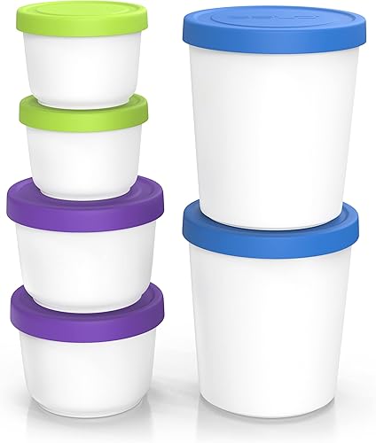 BALCI - Recipientes de helado de alta calidad (paquete de 6 - 1 cuarto de galón, 16 oz y 8 oz), perfecto para congelador, cubetas de almacenamiento