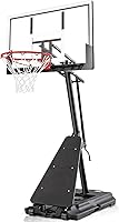 BACKYARD BLITZ 44in Portable Basketball Hoop - 5.3-10FT Hand-Crank Adjustable Height, Shatterproof PC Backboard, Ultra-Stable Outdoor Goal