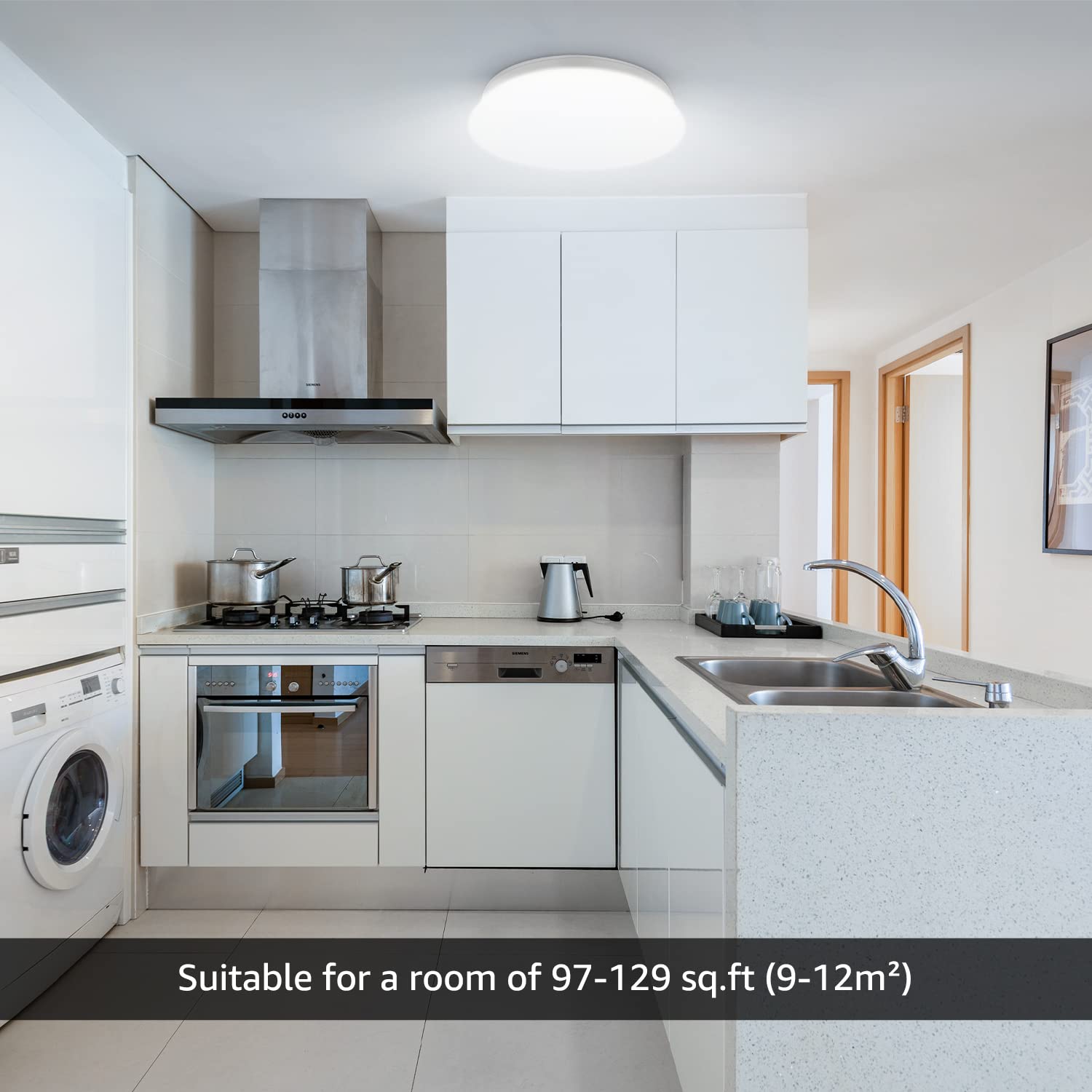Lepro Plafoniera LED, 12W Lampada da Soffitto, Equivalente a 60W, Lampada da Bagno 5000K Bianco Diurno, φ26cm, Plafoniera da Bagno per Cucina, Corridoio, Ufficio, Balcone, Camera da Letto | Lampada da Bagno Angolo di 115°, CRI 80+, Lampada da Soffitto Pro