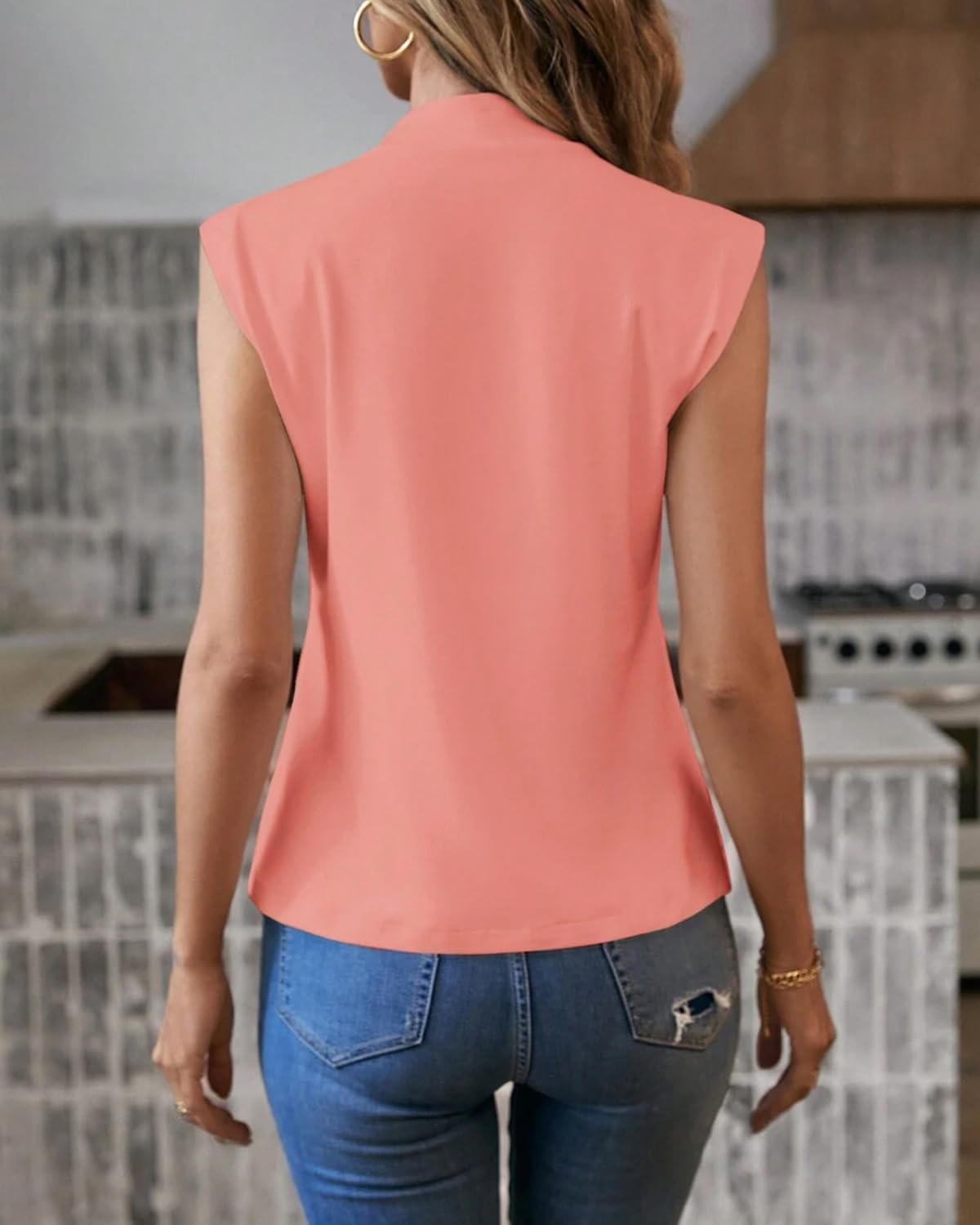 SKAYS Womens Sleeveless Loose Fit Mock Neck Summer Tank Top High Neck Soild Blouse Shirt Dressy Casual - Image 2