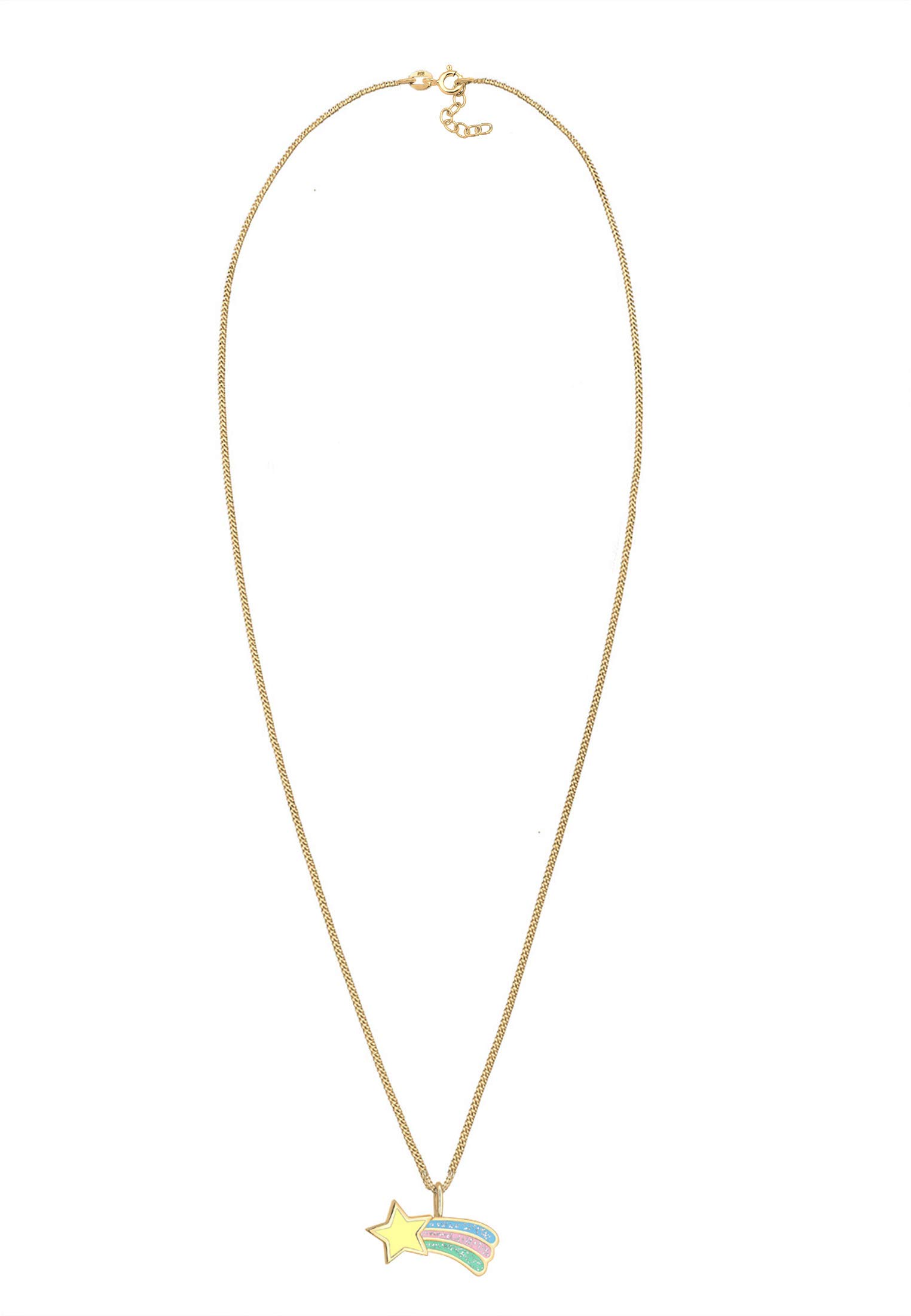 Elli Halskette Silber 925 Vergoldet 24K Sternschnuppen Kette Kinder Emaille