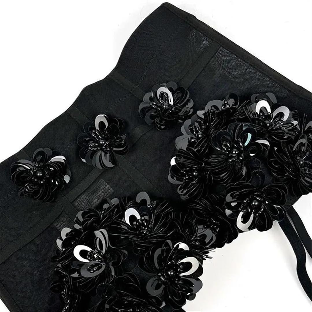 Yeuyyben Top corto da donna con paillettes corsetto senza maniche party club slim fit moda canotta
