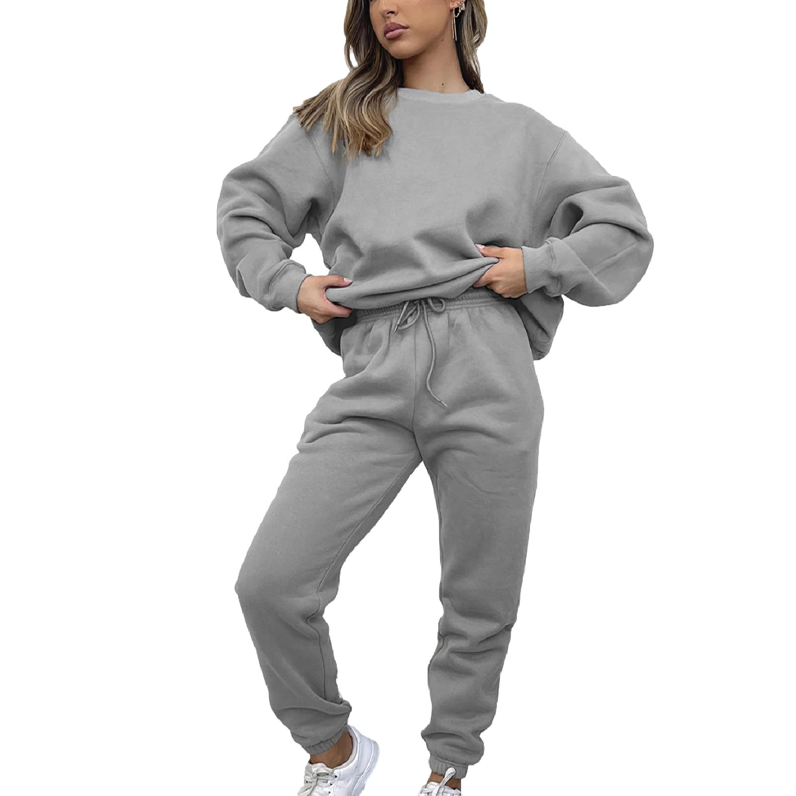 amropi Trainingsanzug Damen Pullover Sweatshirt und Jogginghose Warm Vlies Kleidungsset