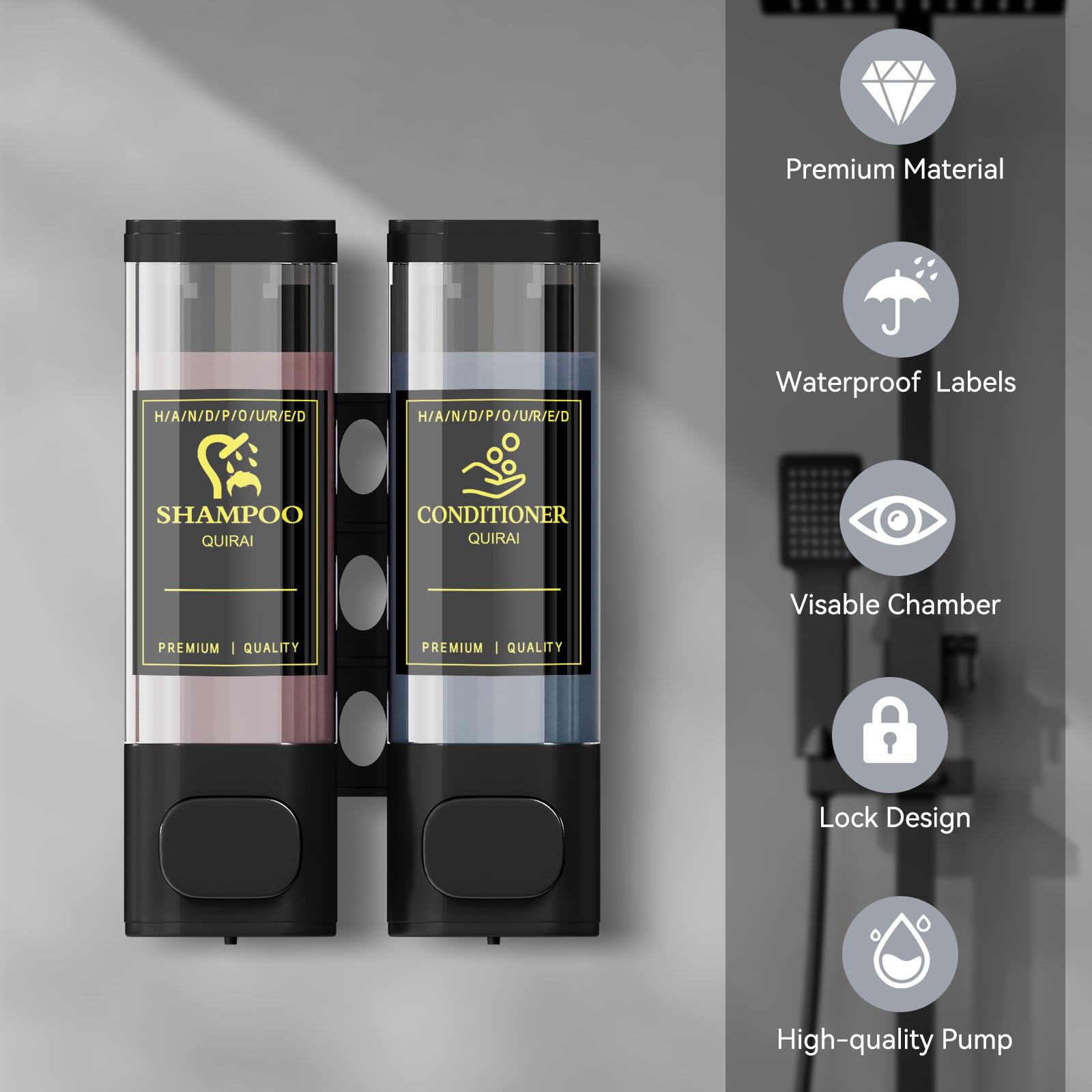 Shampoo and Conditioner Dispenser, Bathroom Shower Dispenser 2