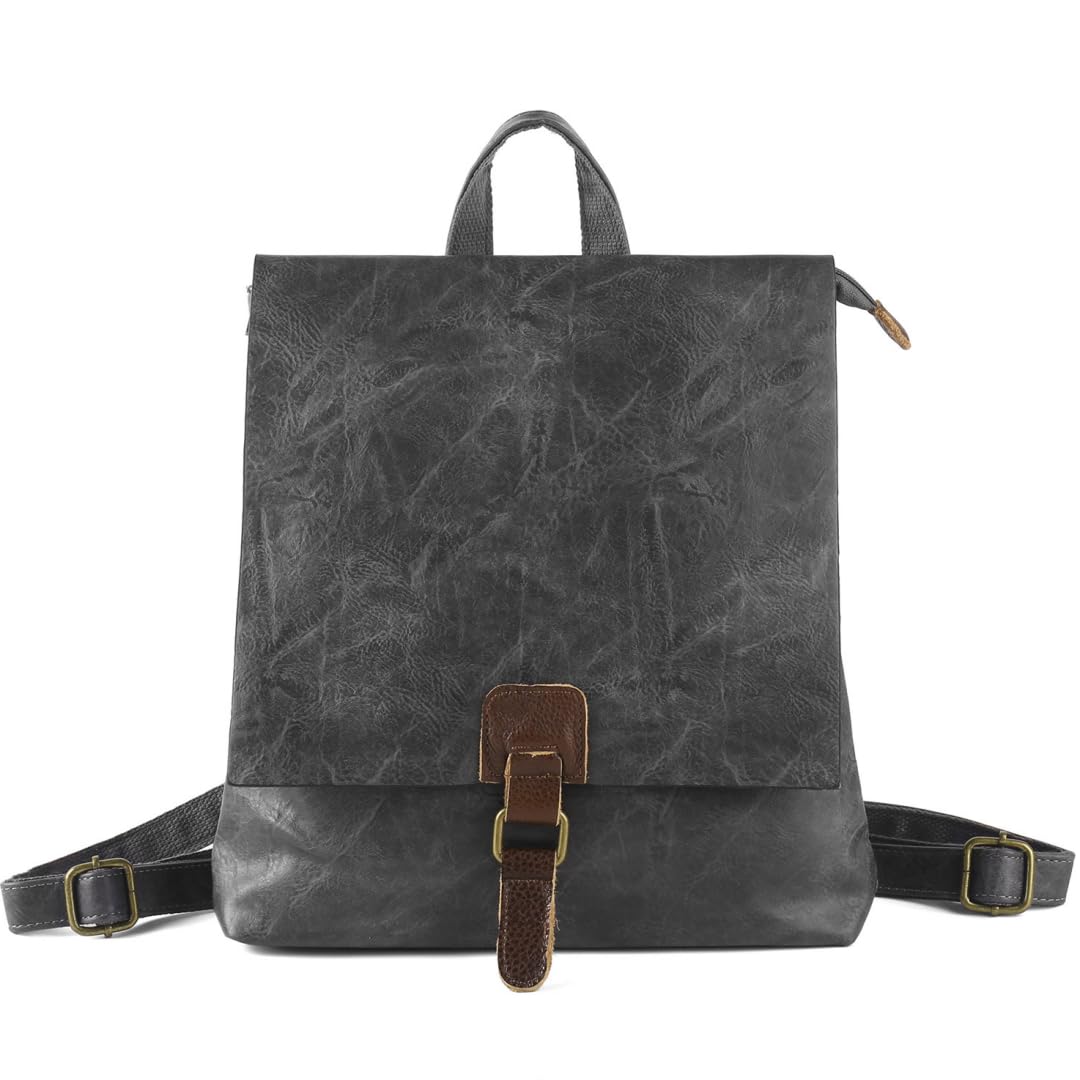 Damen Rucksack Leder Modische Mittelgroß mit Diebstahlschutz, Umhängetasche aus Echtem Leder Handtasche 3-in-1 für Uni Arbeit Schule Reise