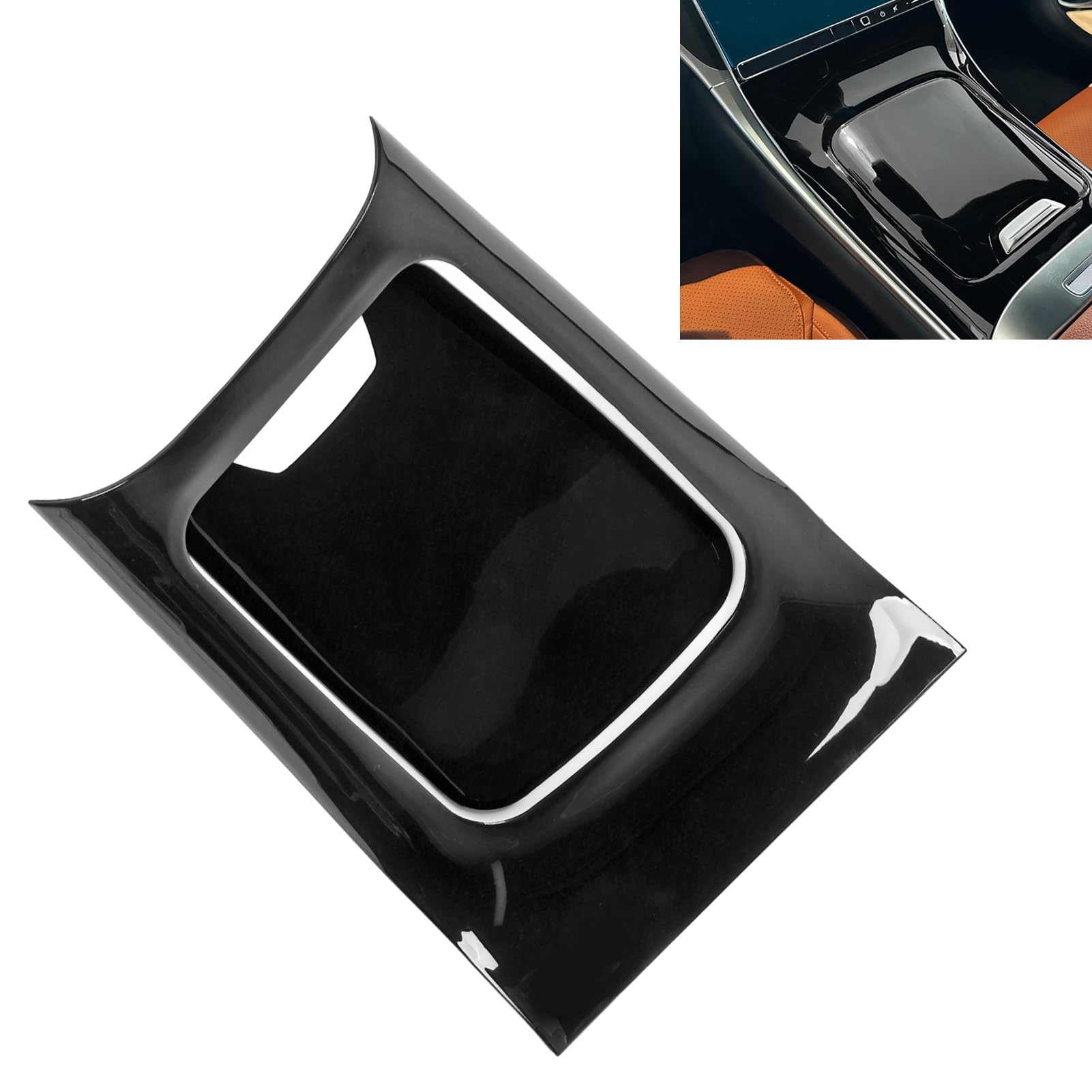 Rivestimento del pannello del cambio della console centrale, aspetto di lusso, copertura di protezione in materiale ABS per Mercedes Classe GLC X254 dal 2023 in poi veicoli con (Nero brillante)