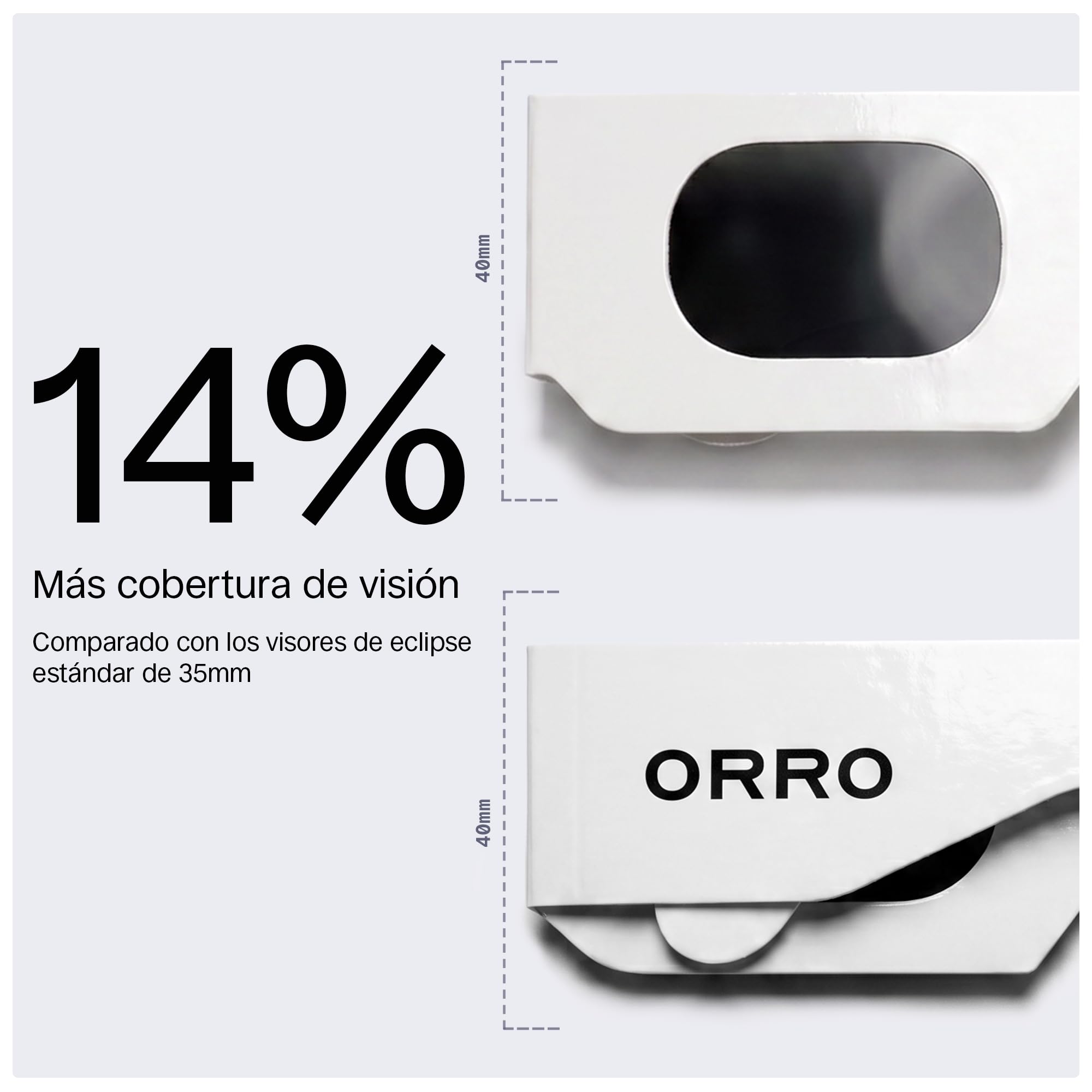ORRO Gafas para Eclipse Solar de 40 mm, Pack de 2/6/12, Blancas, Protección Ocular Certificada, Ensayadas según EN ISO 12312-2:2015, Marcado CE para Observación Directa del Sol - Ajuste Moderno