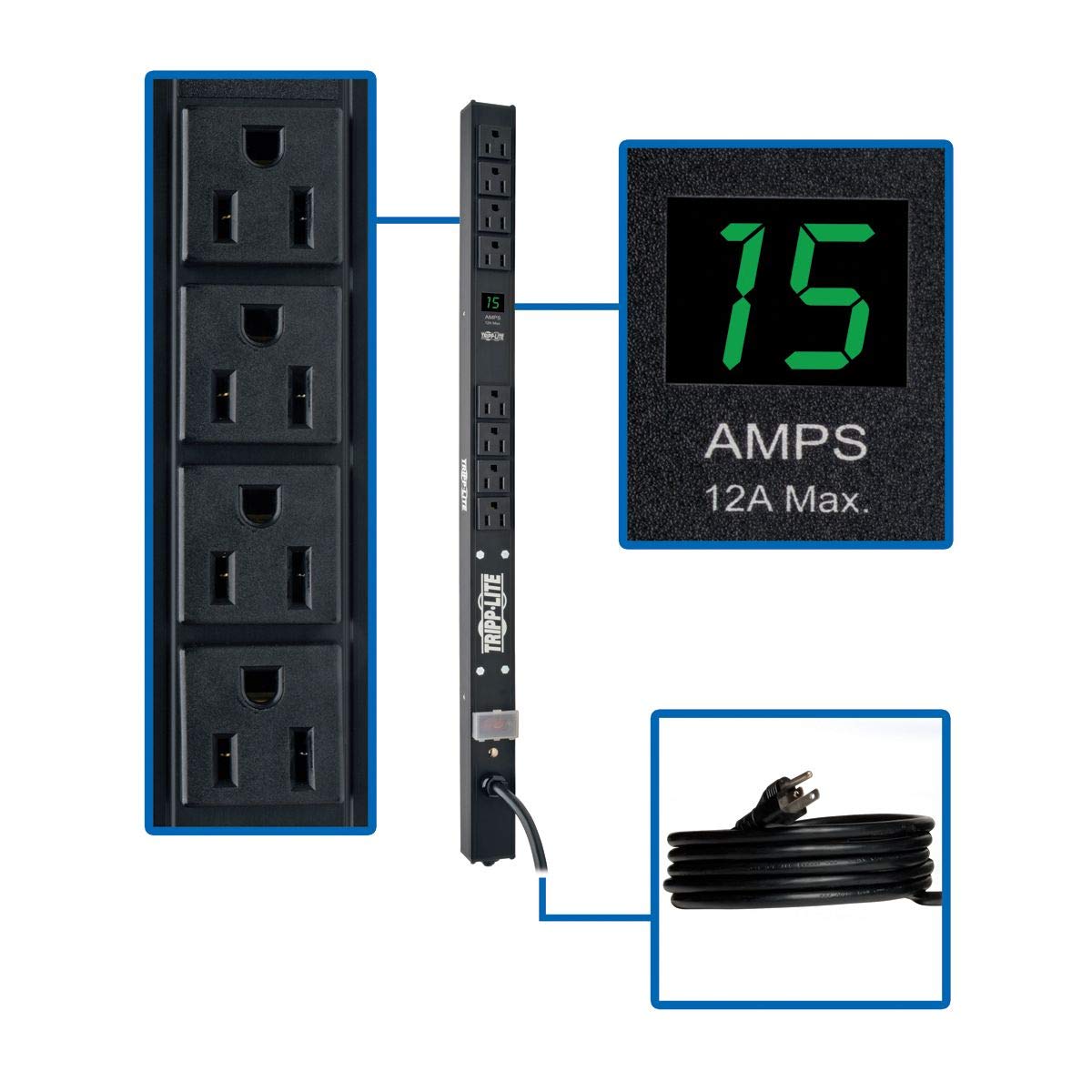 Tripp Lite　Metered PDU　PDUMH15-6　ブラック Amazon.com: Tripp Lite Metered PDU, 15A, 13 Outlets (5-15R), 120V