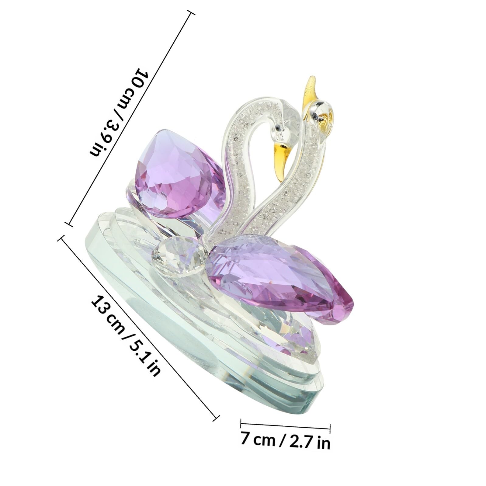 HOMSFOU Kristallschwan Figur Dekoration aus Kristall Glas Handgefertigte Schwanenstatue für Wohnzimmer Elegante Wohndeko mit Romantischem Design