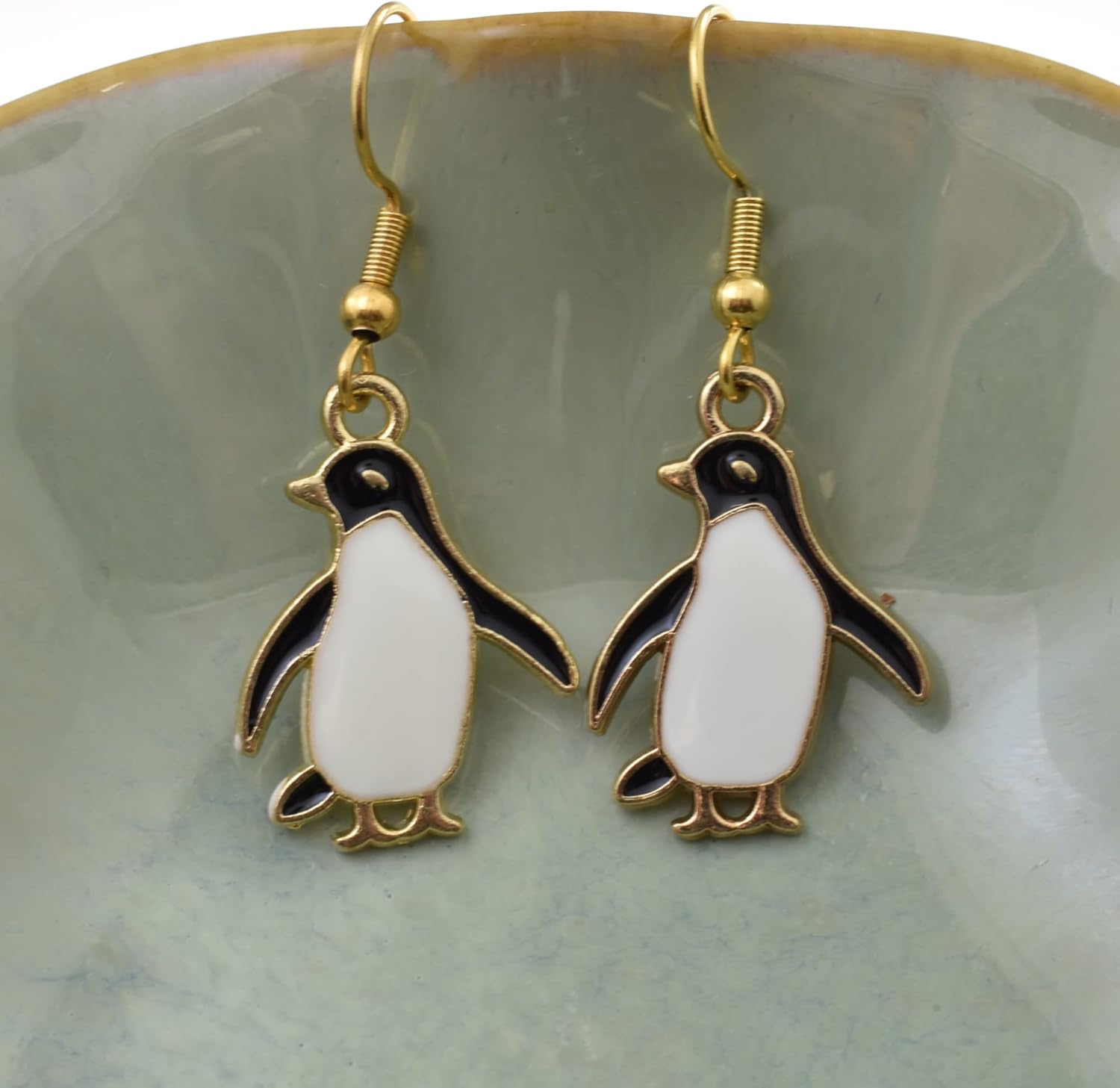 Penguin Enamel Earrings | Dangle Earrings | Gold Stainless Steel | Gift for Her - Image 3