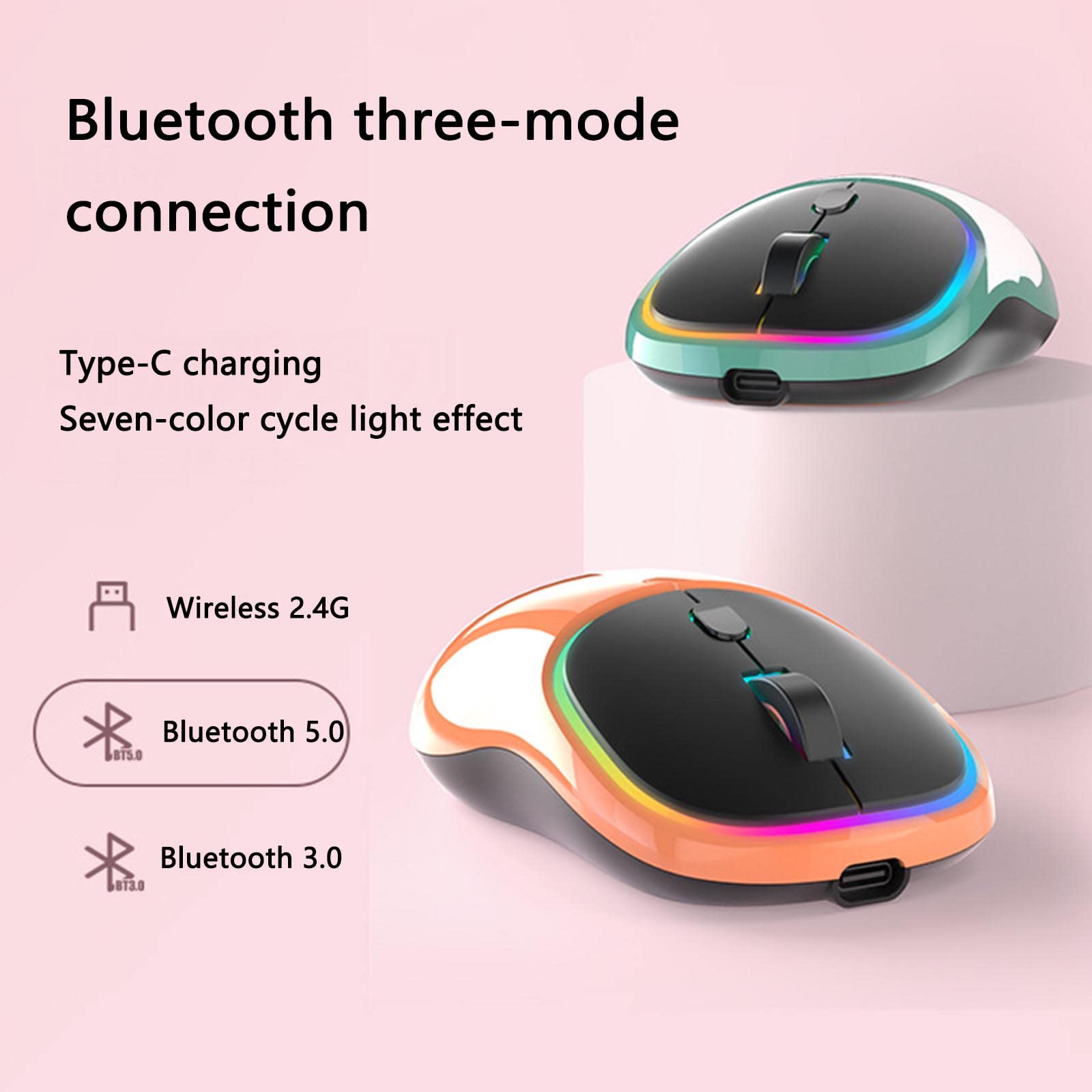 Mysz Mysz bezprzewodowa Mysz komputerowa do laptopa Mysz USB do gier Bluetooth Ergonomiczna mysz Urządzenie wskazujące Fotoelektryczny typ c z możliwością ładowania 2,4 GHz(Green)