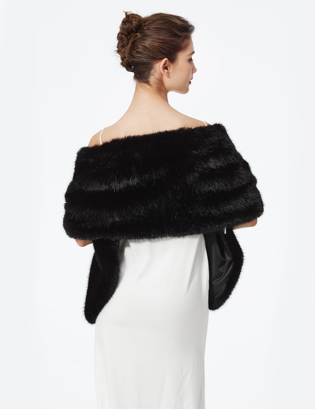 BEAUTELICATE Estolas para Bodas Fiesta Pelo Capa Poncho Invitada Boda Mujer Faxu Fur Shawl with Trim