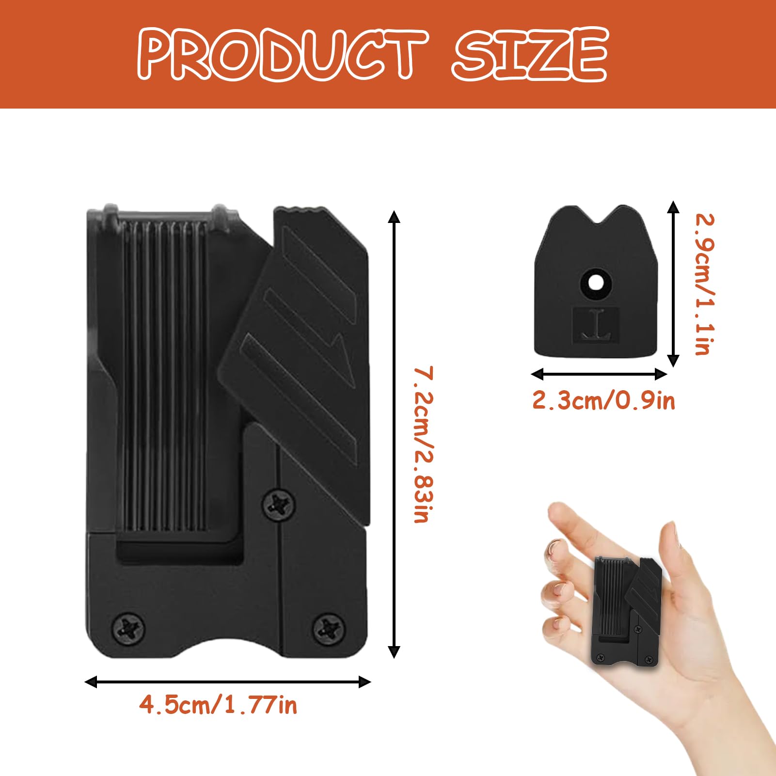 2 Pack Tape Measure Holder for Belt, Universal Tape Measure Belt Clip, Quick-Draw Quick-Lock Low-Profile Measuring Tape Holder Set for Pouch Pocket, Electrician Carpenter Plumber Accessories (Black) - Image 2