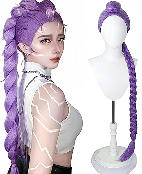 Long Wavy Blue and Silver Cosplay Wig for Girls, Kids, Teens, and Women