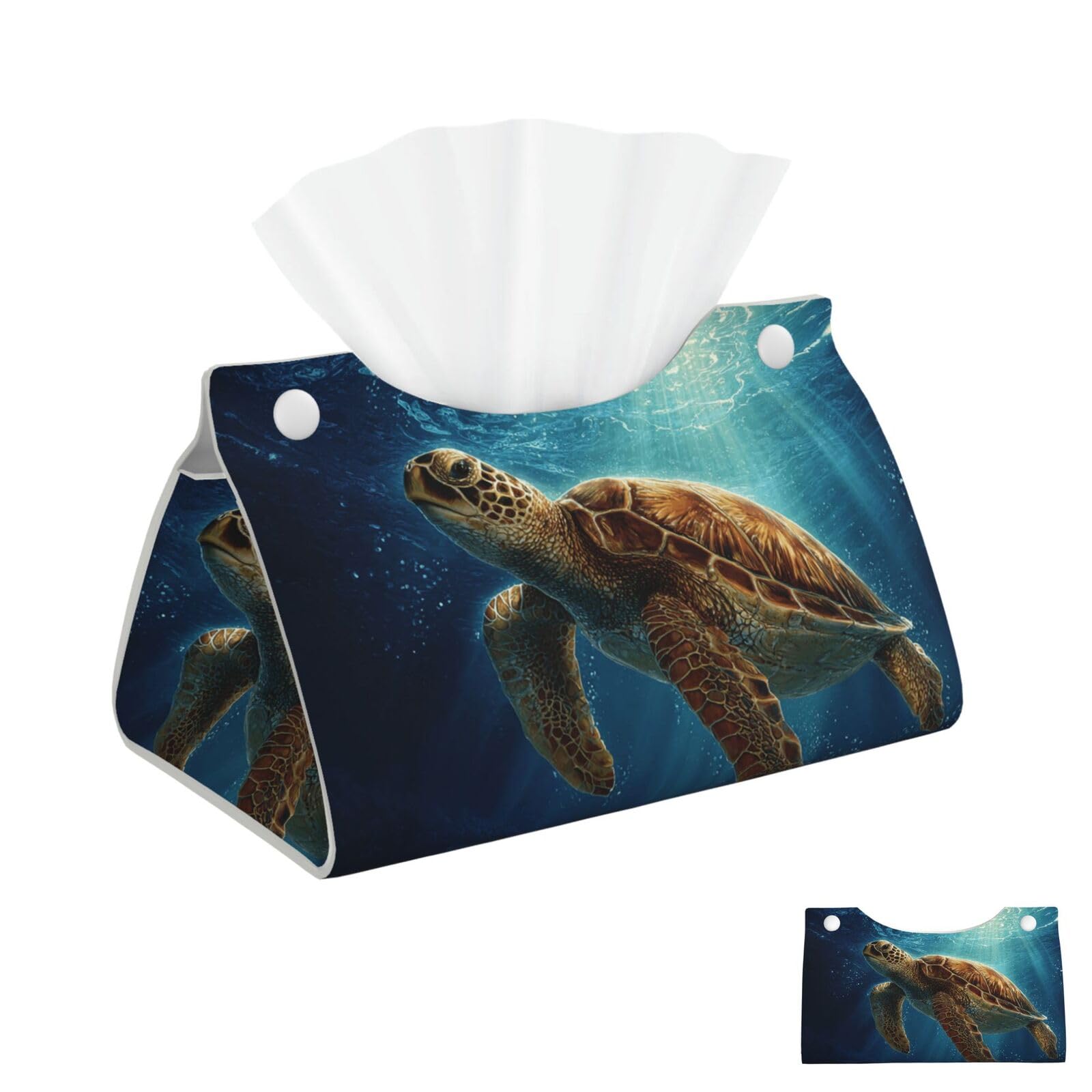 Turtle in Ocean Tissue Box Cover Square Cube Boxes