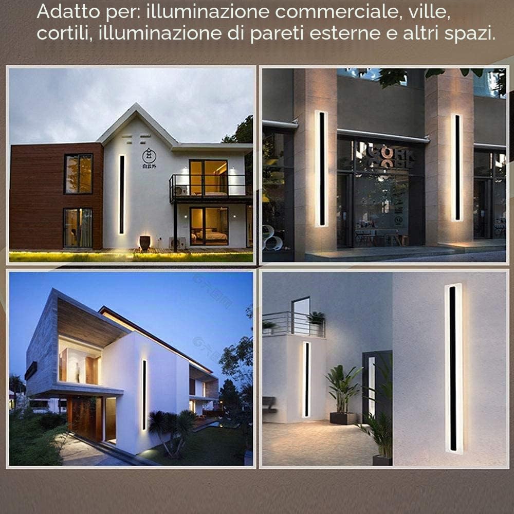 giardino muro esterno Applique da parete, Moderna LED Terrazza Lampade da parete, IP65 impermeabili nera alluminio Barra luminosa lunga, per Bagno Soggiorno scale Illuminazione da parete (3000K,150CM)