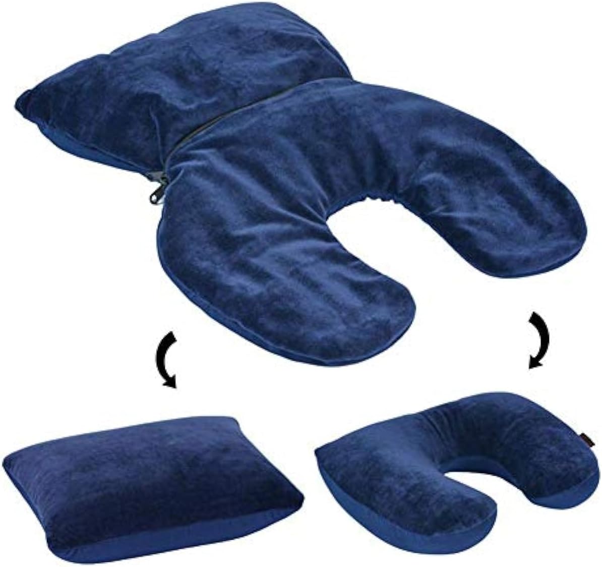 Shidongbla Oreiller de voyage réversible 2 en 1, coussin de nuque en forme de U, coussin de nuque léger pour avion, pour bureau, voyage, couleur aléatoire