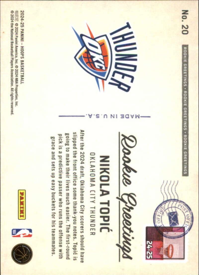 Amazon.com: 2024-25 NBA Hoops Rookie Greetings Holo #20 Nikola