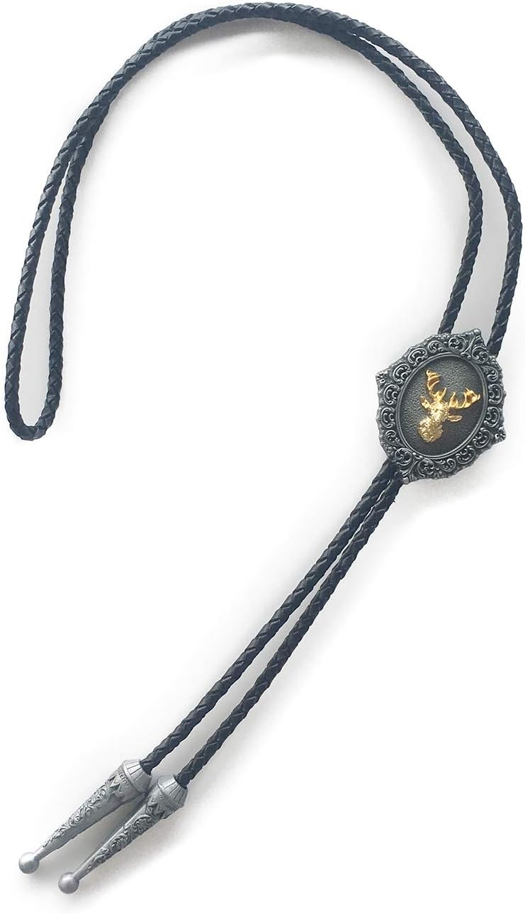 Bolo Tie for Men,Cowboy Necklace,Vintage Western 3D Deer Wedding Bolo Tie