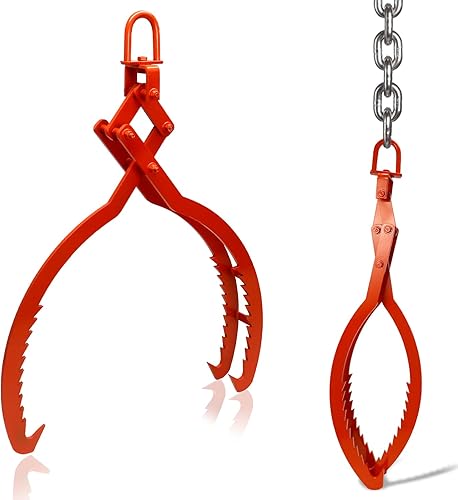 Pinzas para leña de 32 pulgadas de acero con 3 garras - Accesorios de campamento para chimeneas Pinzas de gancho de agarre - Agarrador de troncos de