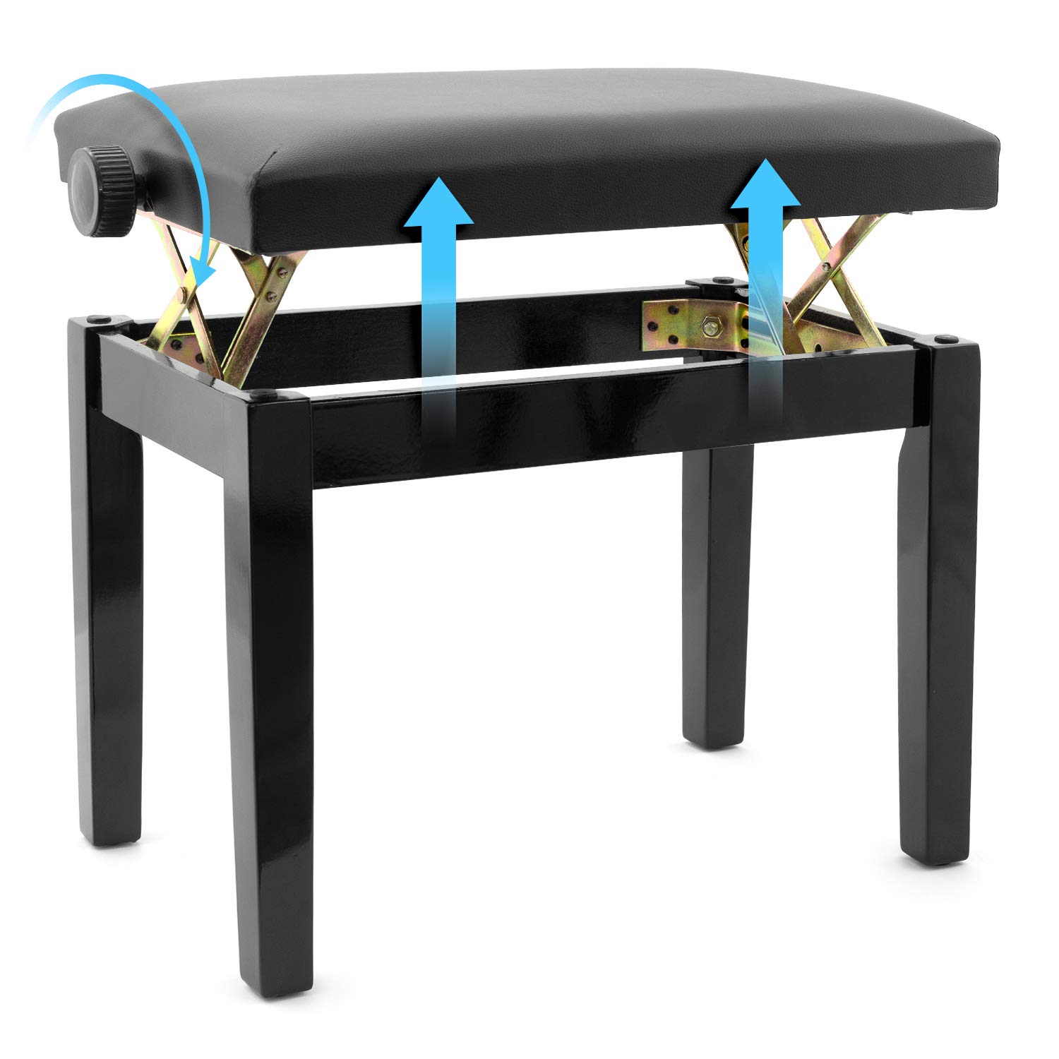 Tiger - Banqueta para piano (ajustable), color negro