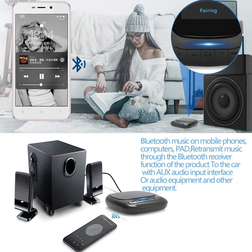 RSGK Trasmettitore E Ricevitore Bluetooth 5.0, Display OLED Audio da 3,5 Mm Adattatore Audio AUX RCA Bluetooth da 3,5 Mm, con TV, PC, Smartphone, Auto