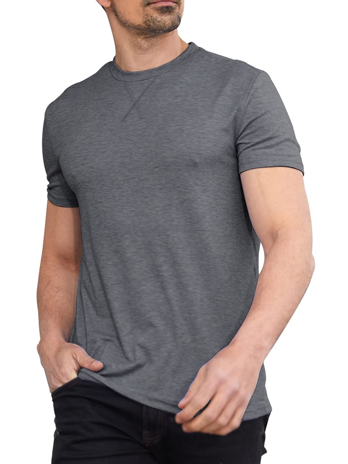 Men Soft T-Shirt Casual Short Sleeve Lightweight Basic Tee Shirts Big Tall
