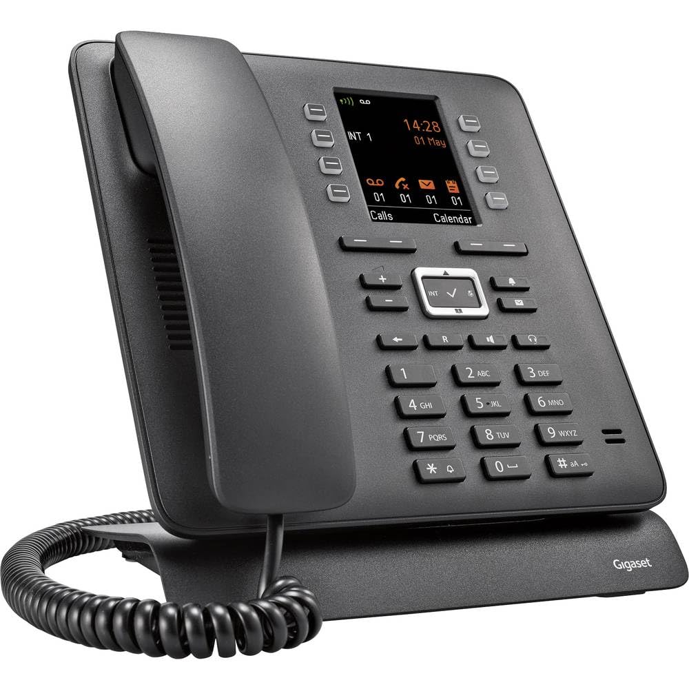 Gigaset Maxwell C - przewodowy telefon DECT z maksymalnie 4 kontami VoIP - kolorowy wyświetlacz TFT 2,8" - pełna klawiatura - 8 klawiszy funkcyjnych i 9 innych na wyświetlaczu, czarny