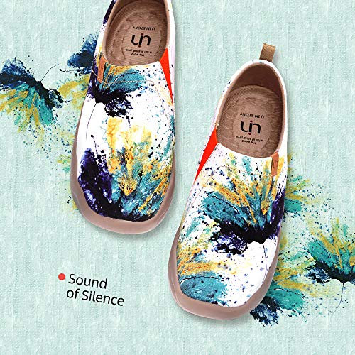 Uin Women's Lightweight Sneakers Slip Ons Walking Casual Fashion Graffiti Art Painted Travel Holiday Shoes Sound Of Silence (40) #TOP1