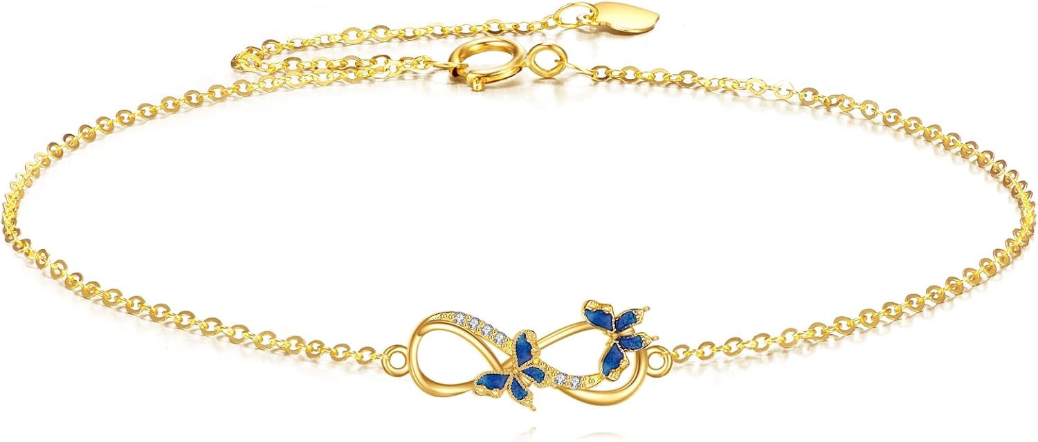 KECHO 14k Gold Thin Chain Bracelet Fine Jewelry Birthday Gift for Women
