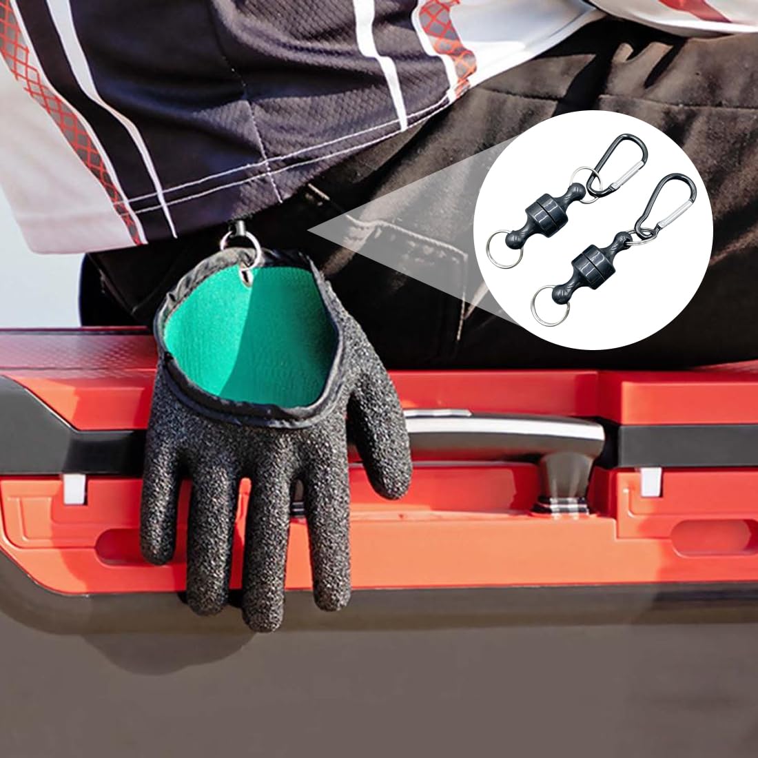 1 par Guantes impermeables para pesca y caza, resistentes a cortes y pinchazos, con 2 cierres magnéticos, para manipular lucio, siluro y lucioperca con seguridad