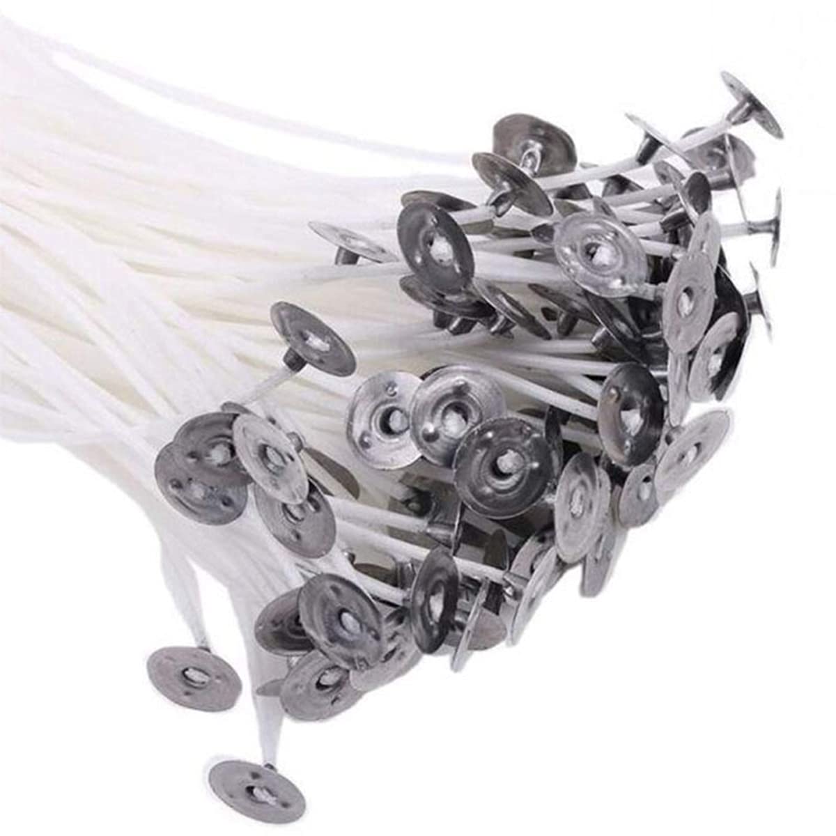 Lot 200 Mèches Coton Bougies Sans Fumée – 10 Cm + Supports & Autocollants Inclus