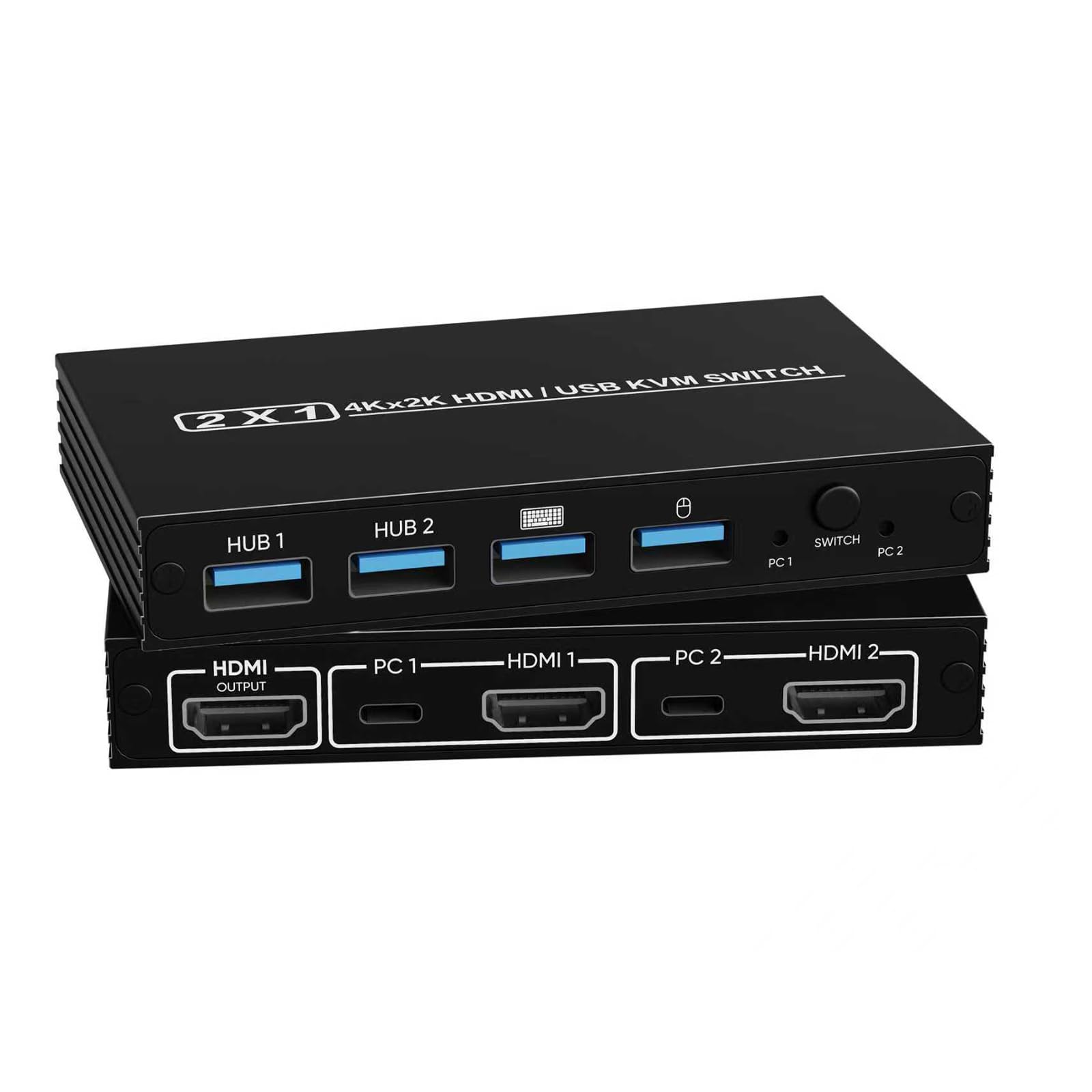 Photo 1 of HDMI KVM Switch 1 Monitor 2 Computers, 4K@60Hz Plug and Play KVM Switch with 2-Way HDMI and 4-Way USB2.0 Input, One Output, for Sharing A Set Monitor Keyboard Mouse Printer