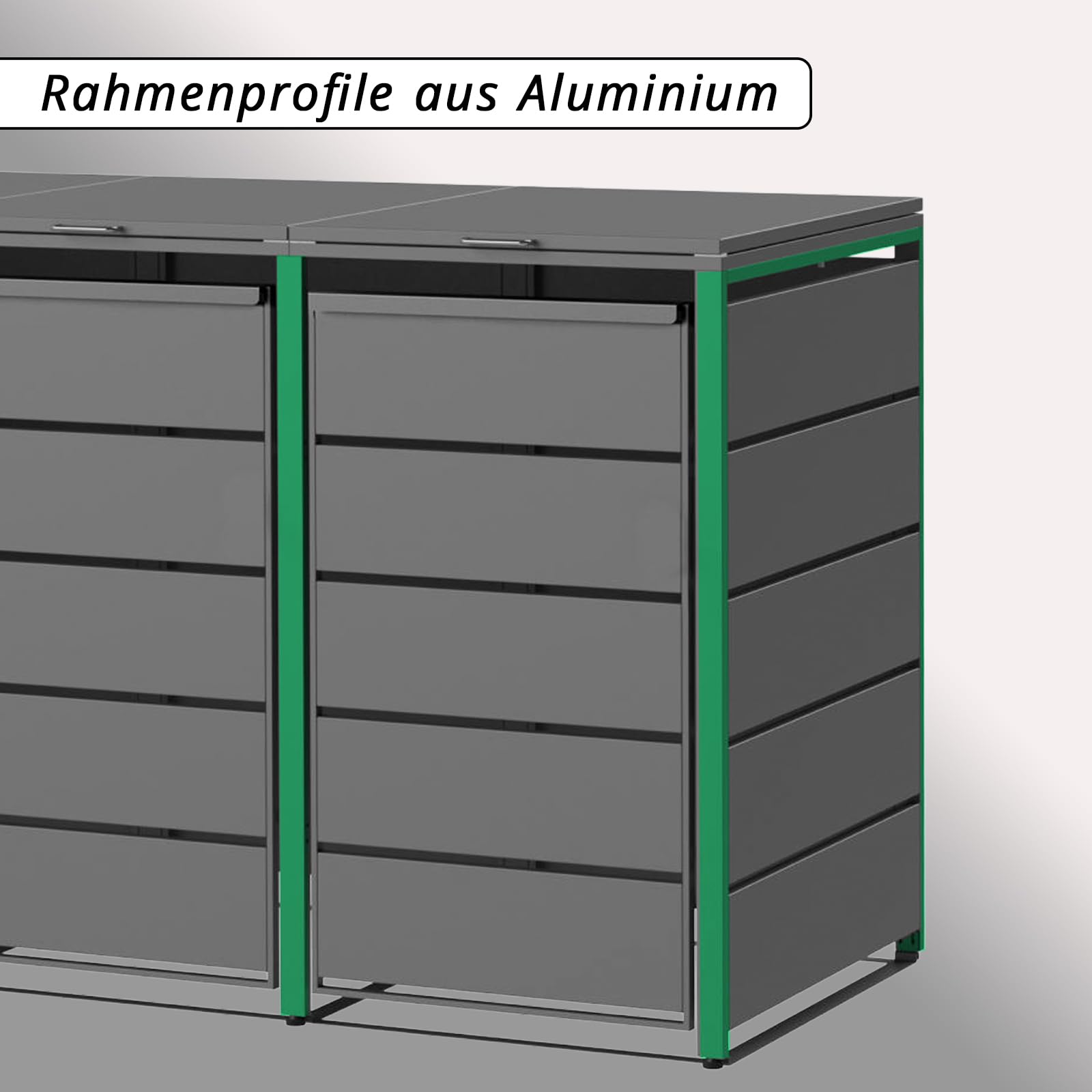 Mülltonnenbox für 2 Tonnen, Mülltonnenverkleidung mit Klappdeckel, Anthrazit