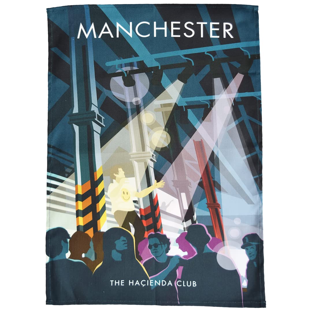 Town Towels Yellow,Black Manchester - Haçienda Club Tea Towel