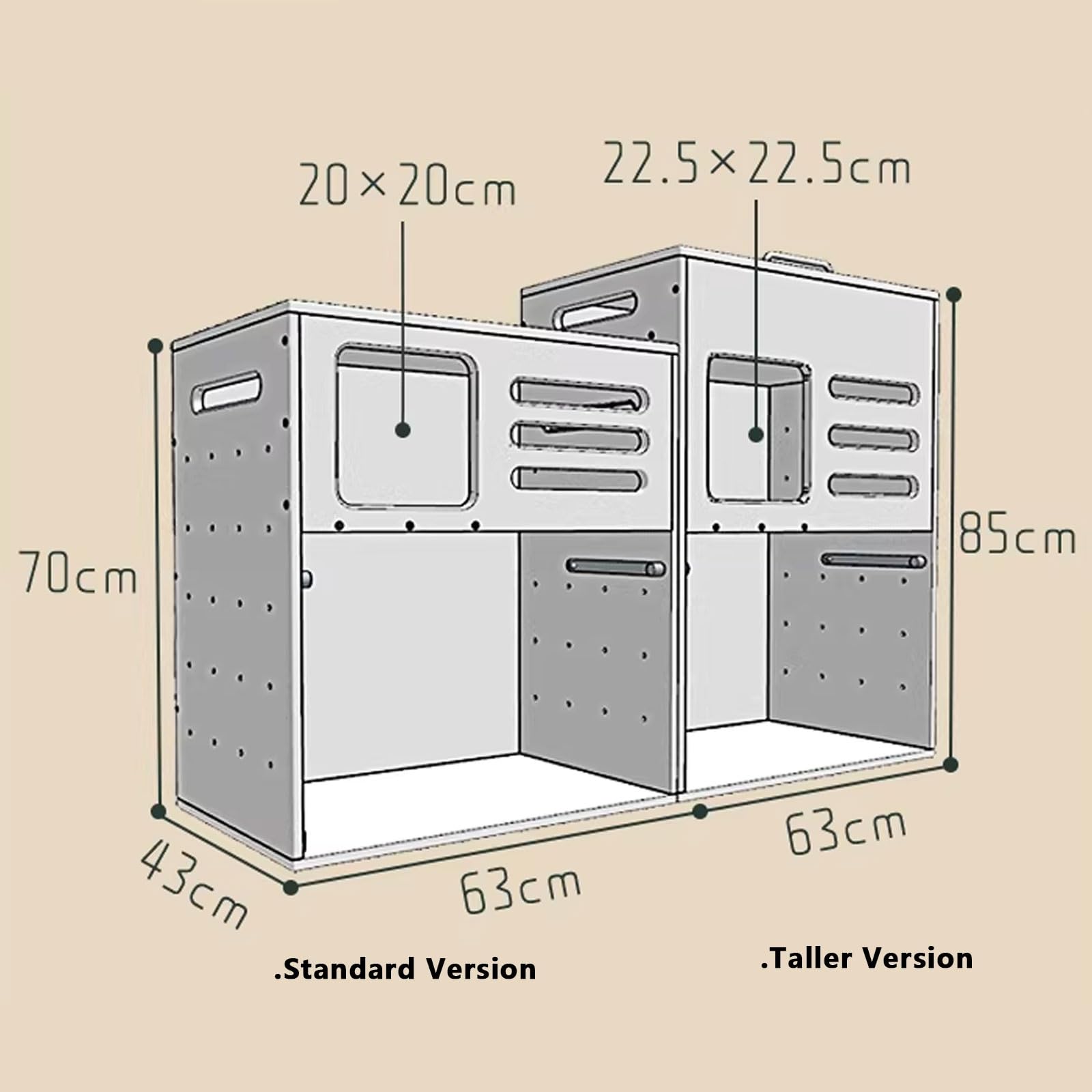 Mobile Gatto Multifunzione Cat Cabinet Litter Box Legno Di Caucciù Da 15 Mm Dotato Di Canale Di Drenaggio for La Sabbia for Gatti Con Porta E Divisorio Separato Step Armadietto(63 * 43 * 70cm)