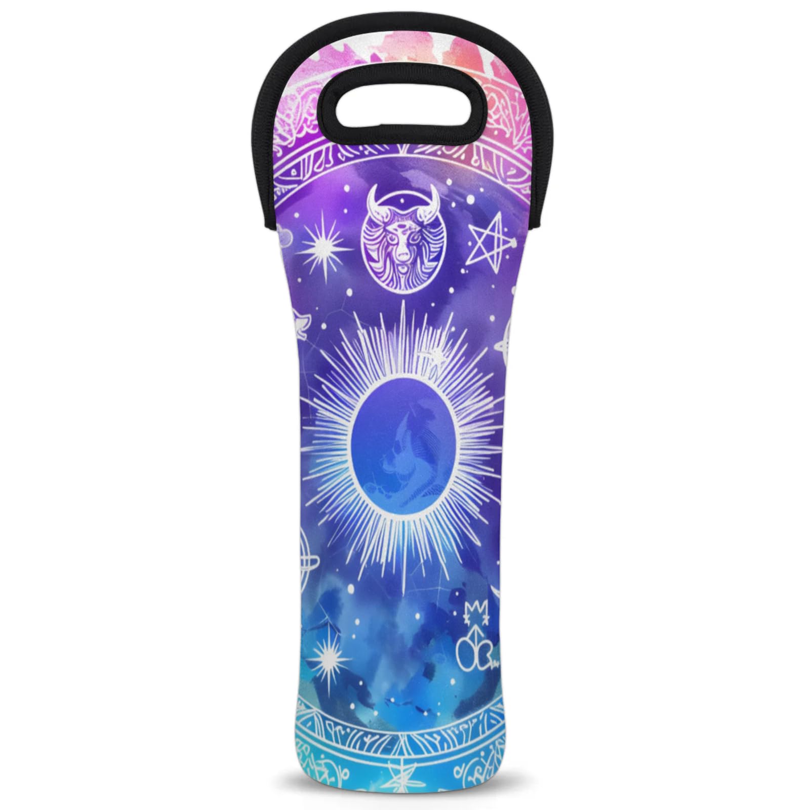 Neoprene Wine Tote Carrier Bag for Wine,Water, Champagne, Beer, Baby Bottles 15.6 x 5.1 Inches, Protective Wine Bag,Horoscopes