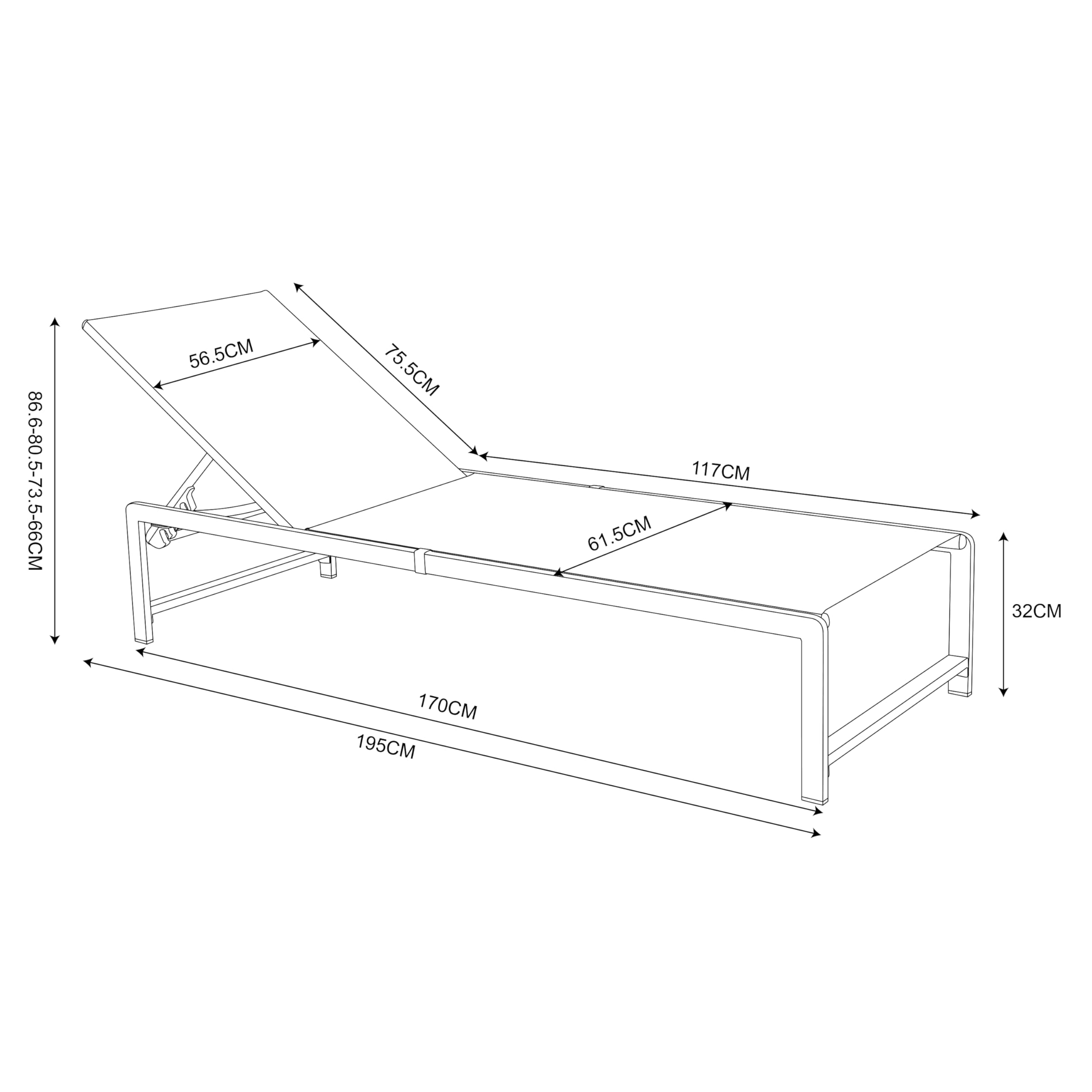 AXI Zane Gartenliege in Grau/Braun | Sonnenliege aus Stahl mit Verstellbarer Rücklehne - 5 Positionen | Sonnenbett/Liege für Draußen/Garten