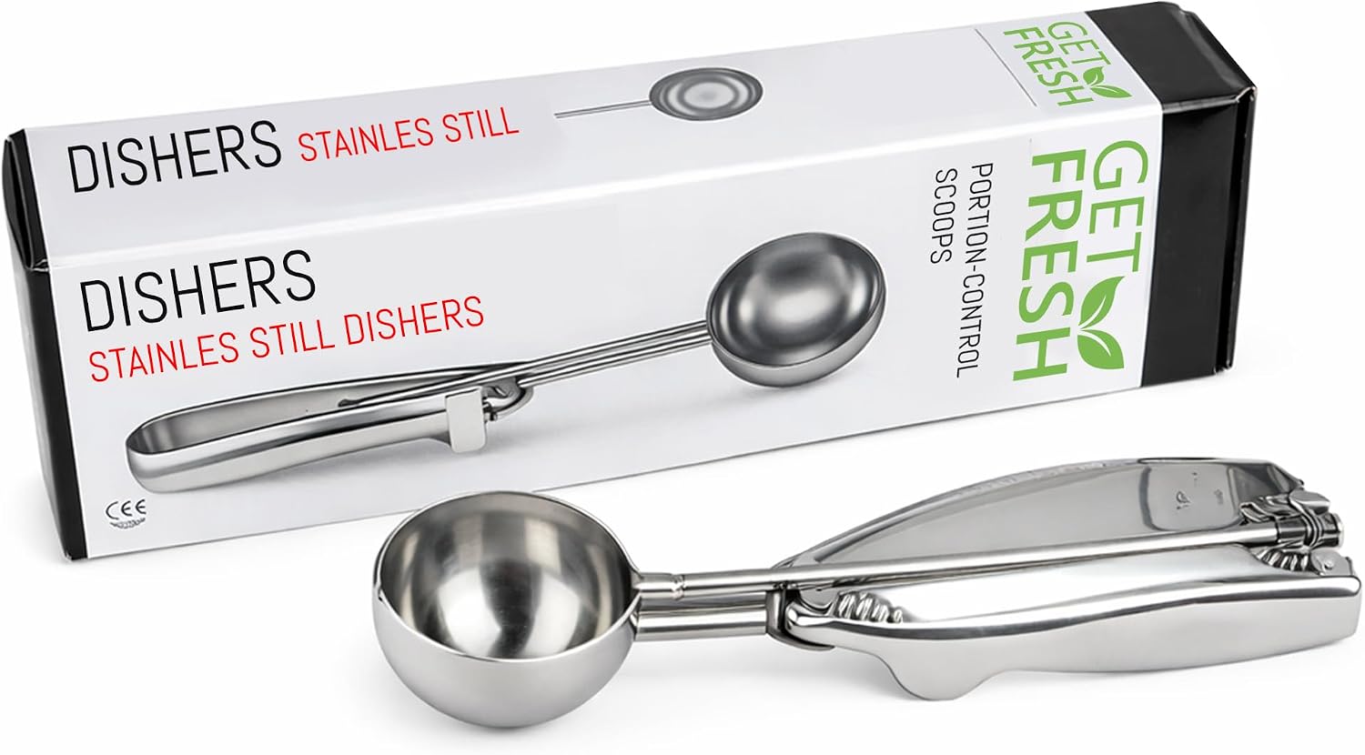 Premium 4 oz Portion Scoop – #8 Stainless Steel Disher for Precise Portion Control – Ergonomic Thumb Release – Dishwasher Safe – Ideal for Cookie Dough, Muffins, Rice, Ice Cream, Meatballs